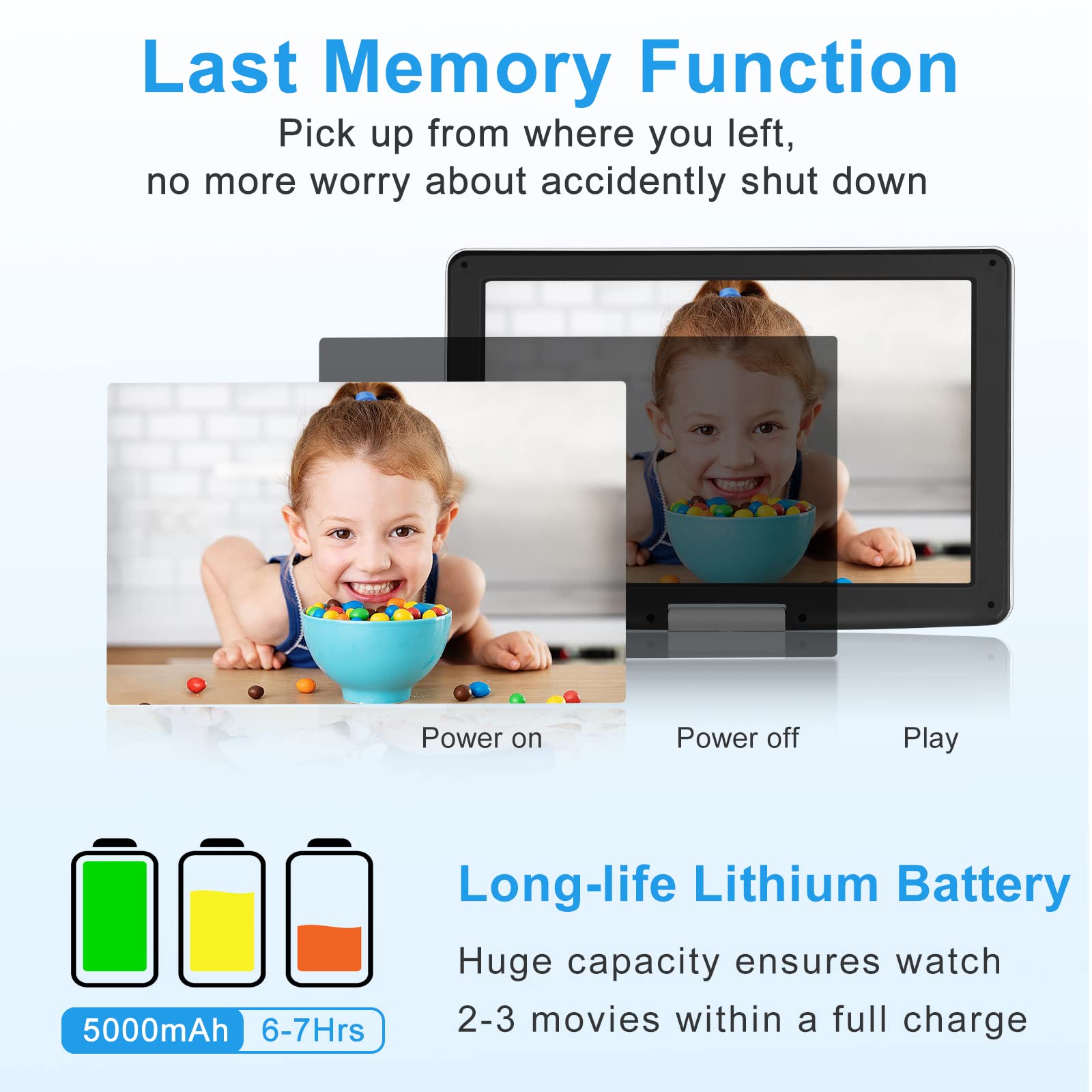 ???????????? 17.9'' Portable Dvd Player With 15.6'' Large Hd Swivel Screen, 6 Hours Battery Dvd Player Portable, High Volume Spe