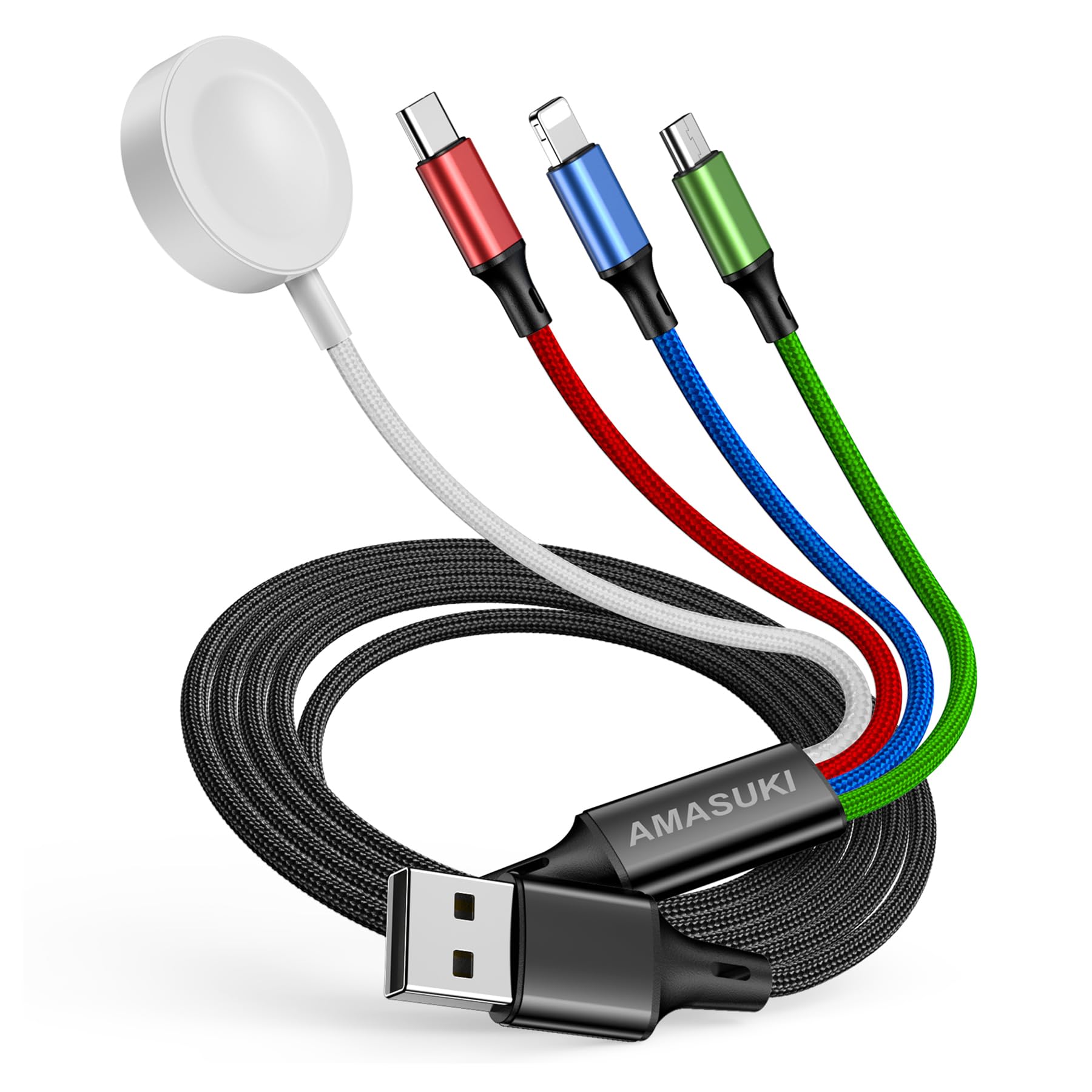 Travel 4 In 1 Iwatch & Iphone Charger,Multi Charging Cable For Apple Watch Charger Wireless Usb C Micro Nylon Compatible With Iw