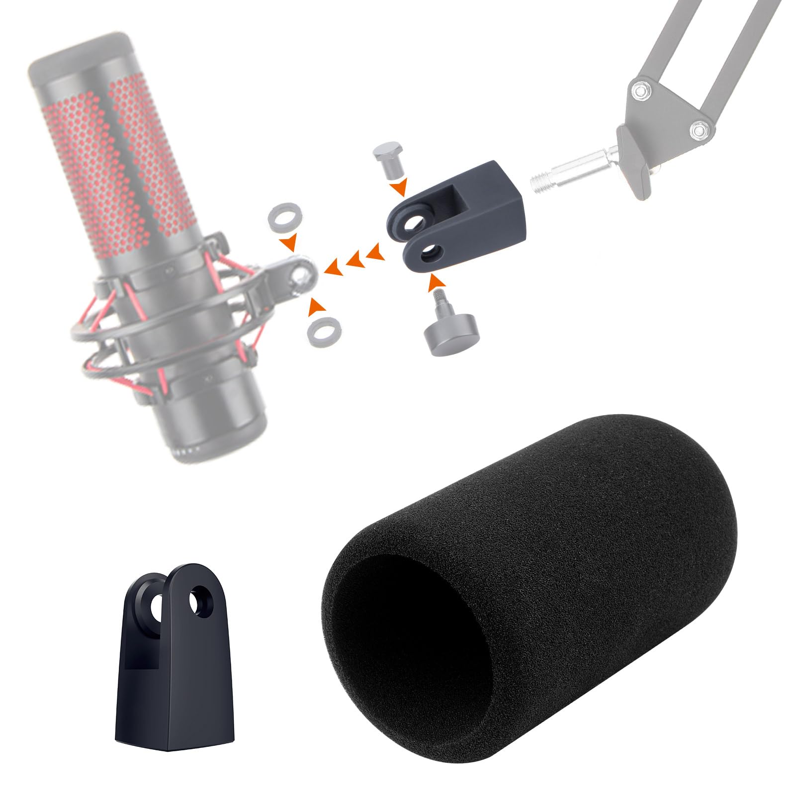 Sunmon Hyperx Quadcast Pop Filter For Hyperx Quad   Microphone Cover With Hyperx Quadcast Microphone Mount Adapter, Quadcast Mic