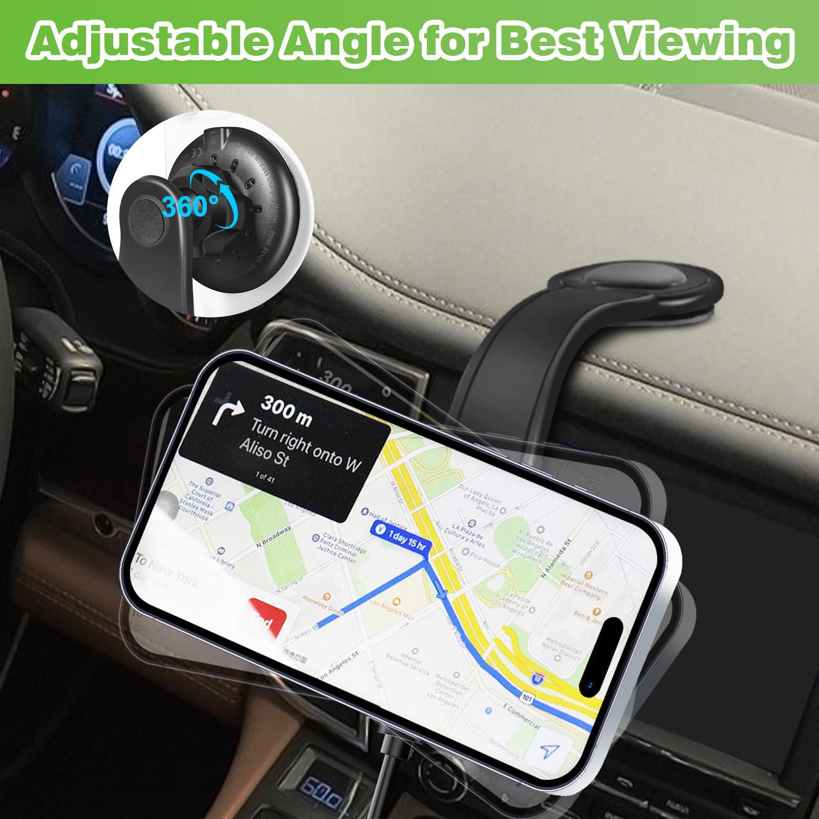Upgraded Magnetic Wireless Car Charger, 15W Fast Charging For Magsafe Car Mount Charger With 360 Adjustable Arm, Relocatable Cel
