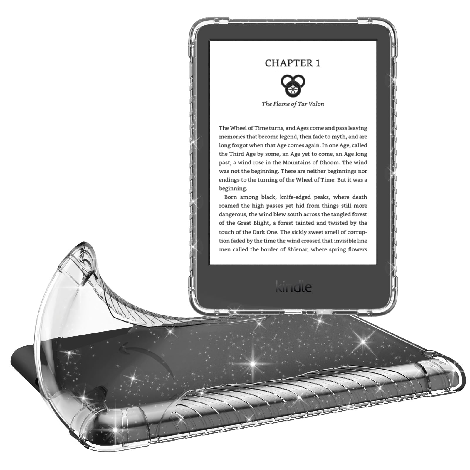 MoKo Case for 6' All New Kindle (11th Generation 2024/2022 Release), Ultra Clear Soft Flexible Transparent TPU Skin Bumper Back Cover Shell, Clear Glitter