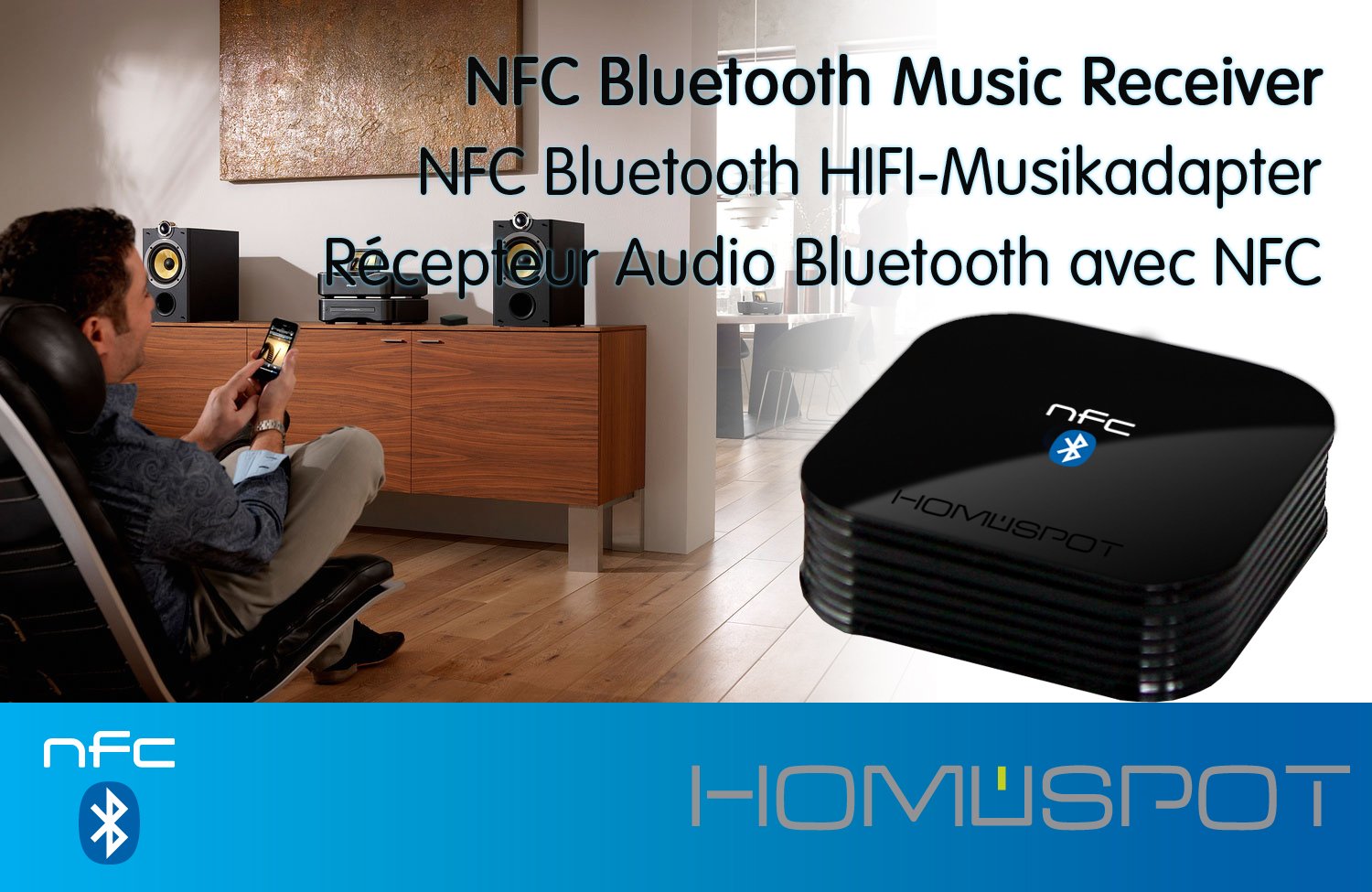Homespot Nfc Enabled Bluetooth Audio Wreless Receiver For Sound System