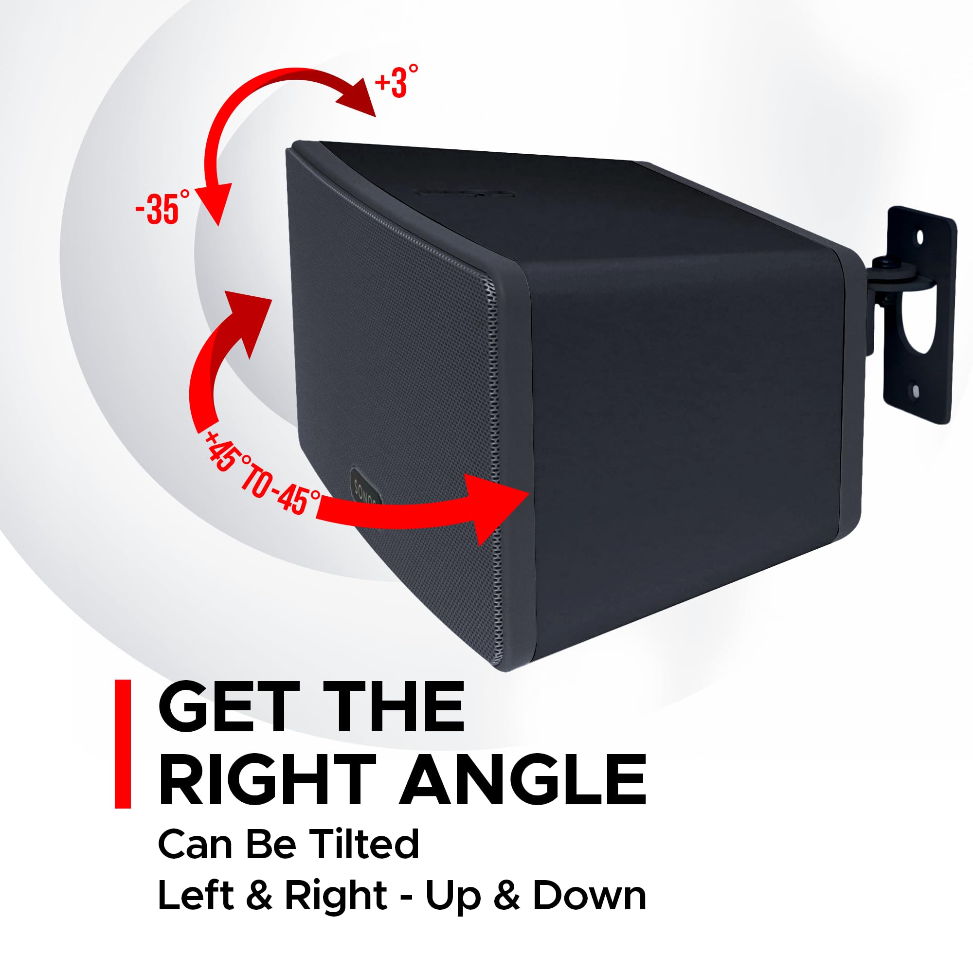 Play 3 Wall Mount Black, Compatible With Sonos Play:3, Adjustable Swivel & Tilt Mechanism, Mounting Bracket Includes All Fixings