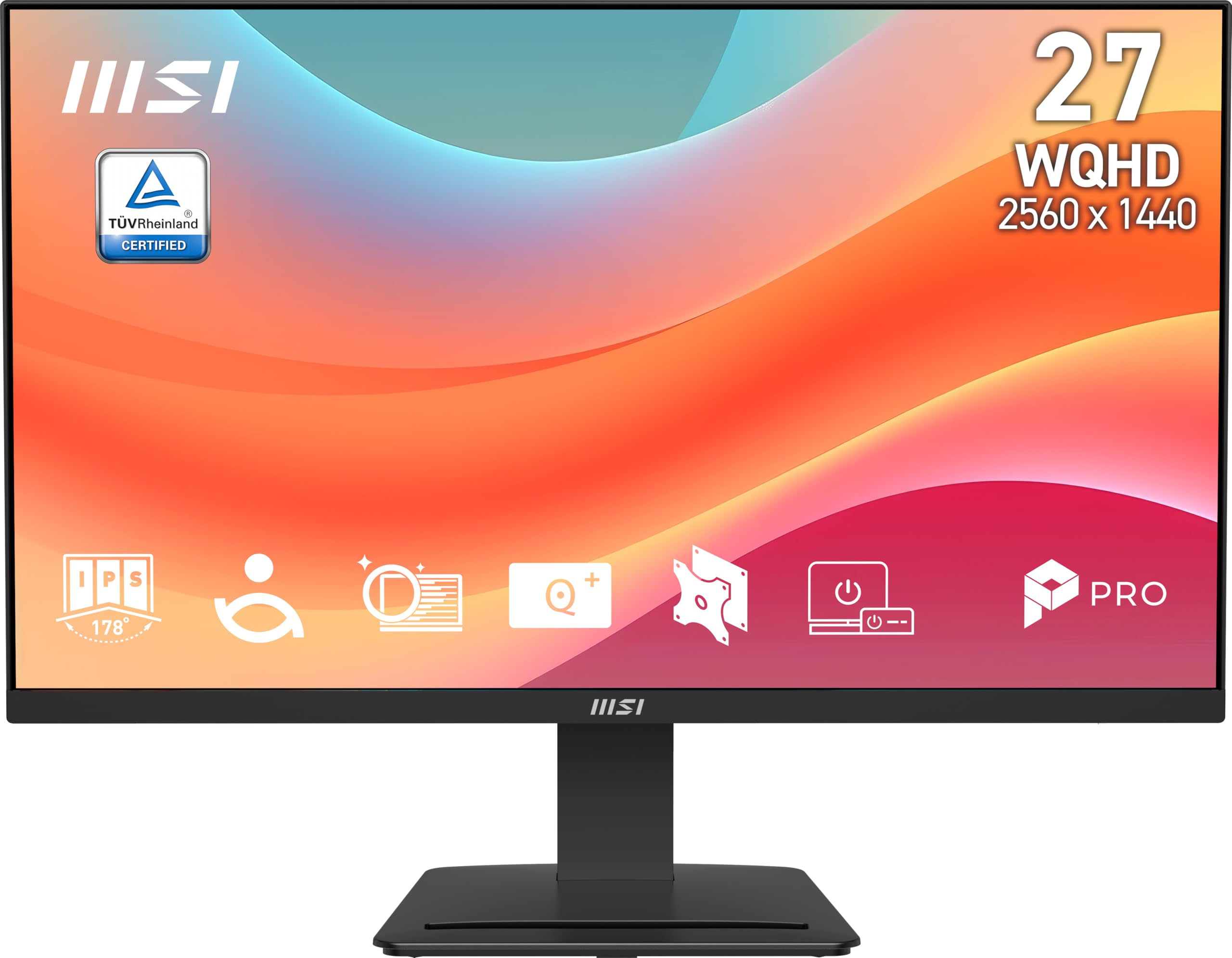 msi PRO MP273Q E7 27-inch IPS 2560 x 1440 (QHD) Computer Monitor, 75Hz,Adaptive-Sync, HDMI, DP Port, VESA Mountable, Tilt, Speak