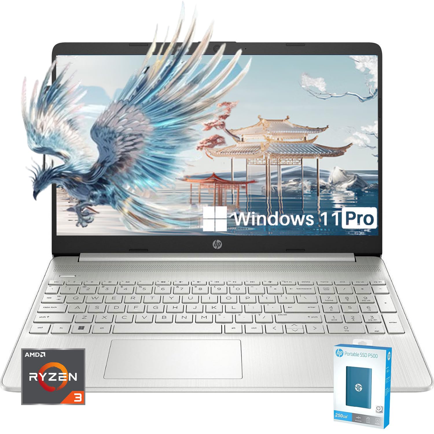 Hp Essential 15.6'' Laptop, Amd Ryzen 3 3250U Processor, 64Gb Ram, 1Tb Ssd, Brightview Micro-Edge Hd Display, Windows 11 Pro, Wi