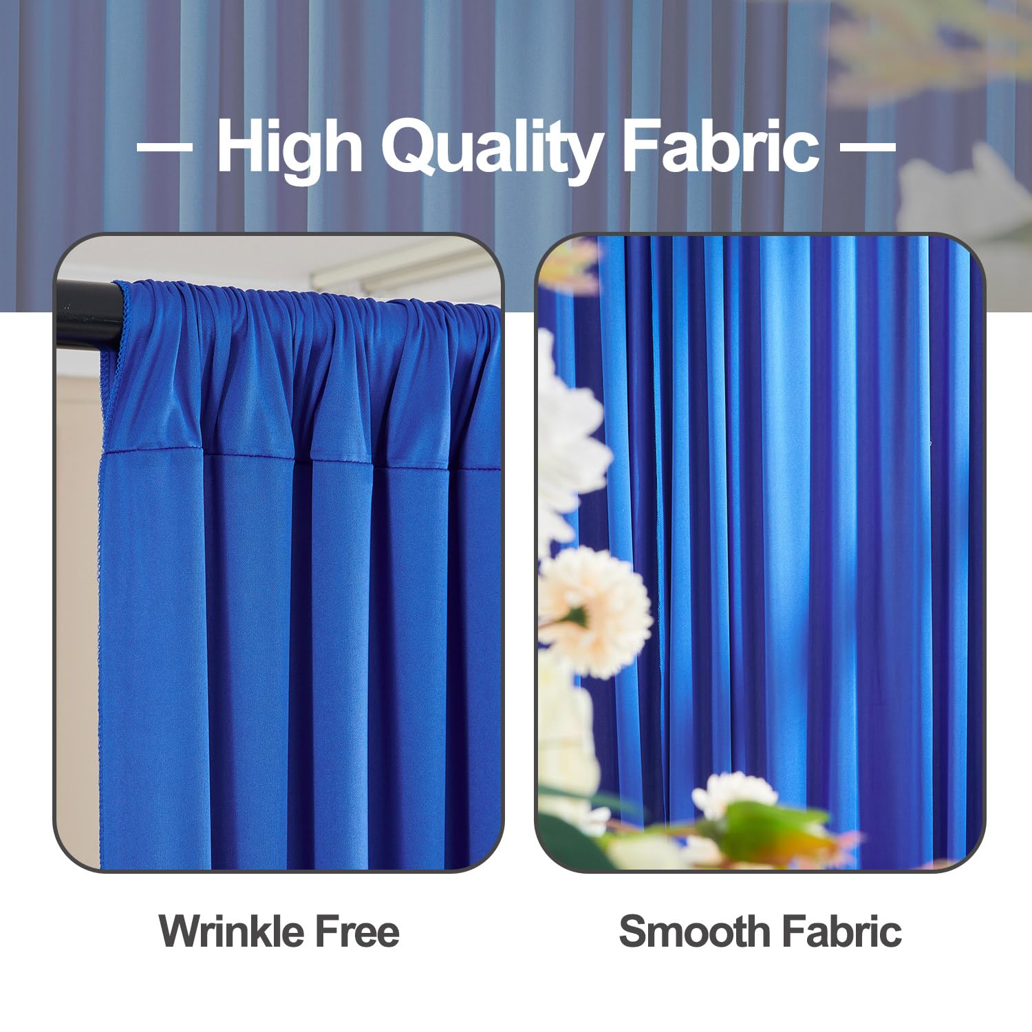 10X10Ft Wrinkle Free Royal Blue Backdrop Curtains & Navy Blue Backdrop Drapes For Parties, Photo Backdrop For Birthday Wedding P