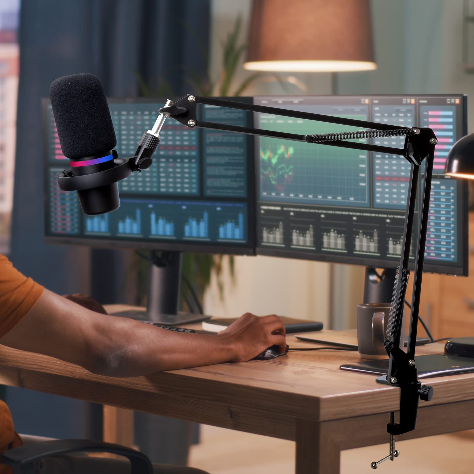 Mic Arm for HyperX DuoCast Microphone   Professional DuoCast Mic Boom Arm, Adjustable Scissor Mic Stand Compatible with HyperX DuoCast Microphone by YOUSHARES