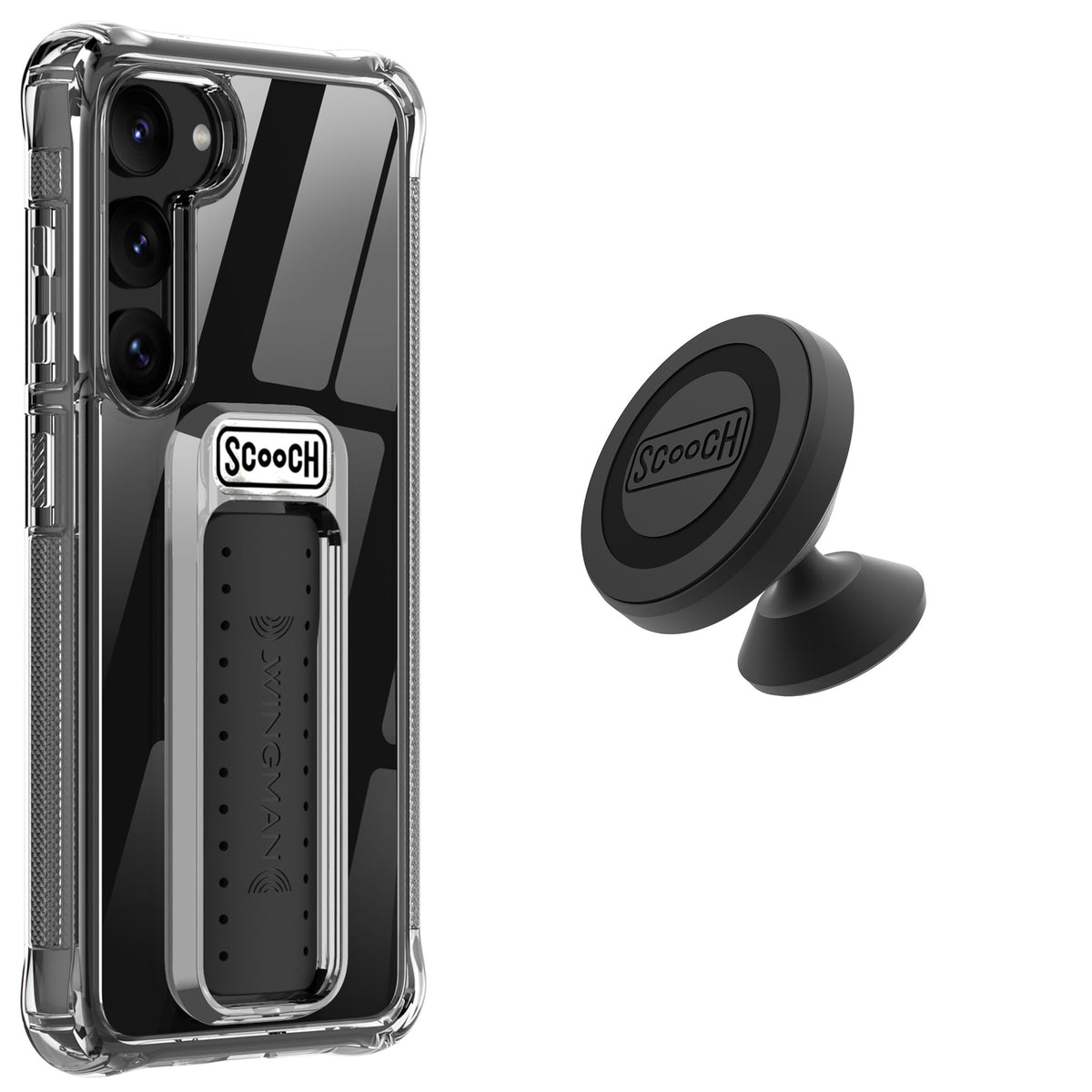 Scooch Wingman Case With Pop Out Car Mount, Grip, And Kickstand For Samsung Galaxy S23 Case [10 Ft Drop Protection] Bundled Wing