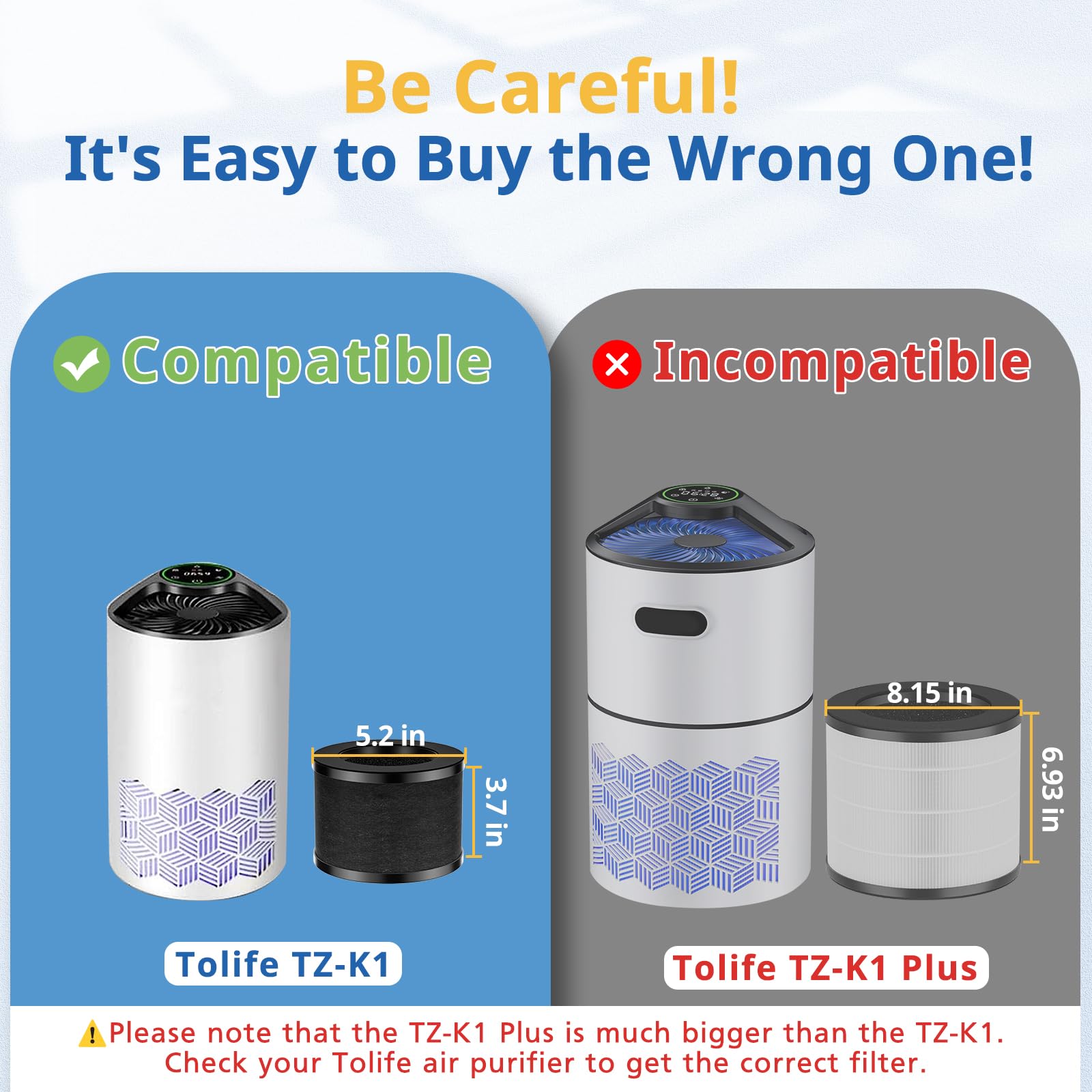 2 Pack Tz K1 Replacement Filter Compatible With Tolife Tz K1 Air Puri Fier, Mk01 Mk06 And Freaire Kn6391 Air Purifi Ers, 3 In 1