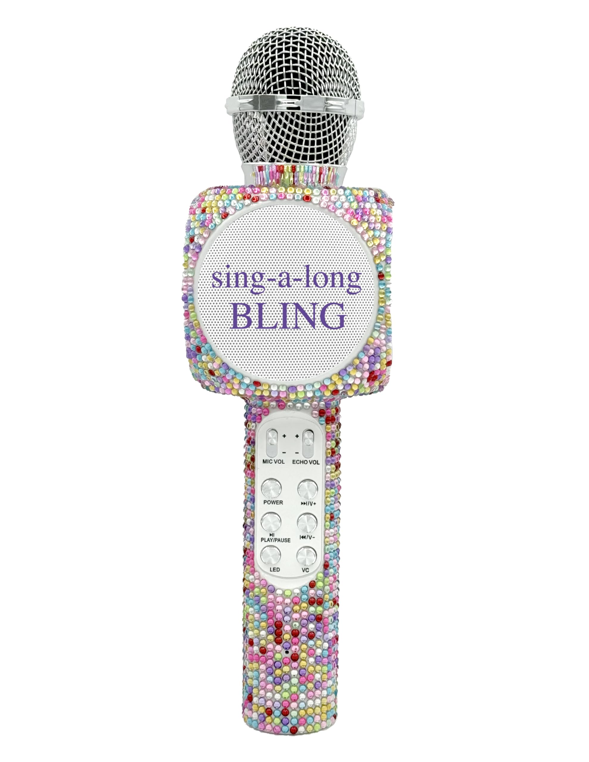 Wireless Express   Sing Along Bling Bluetooth Karaoke Microphone And Bluetooth Stereo Speaker All In One (Confetti Bling)