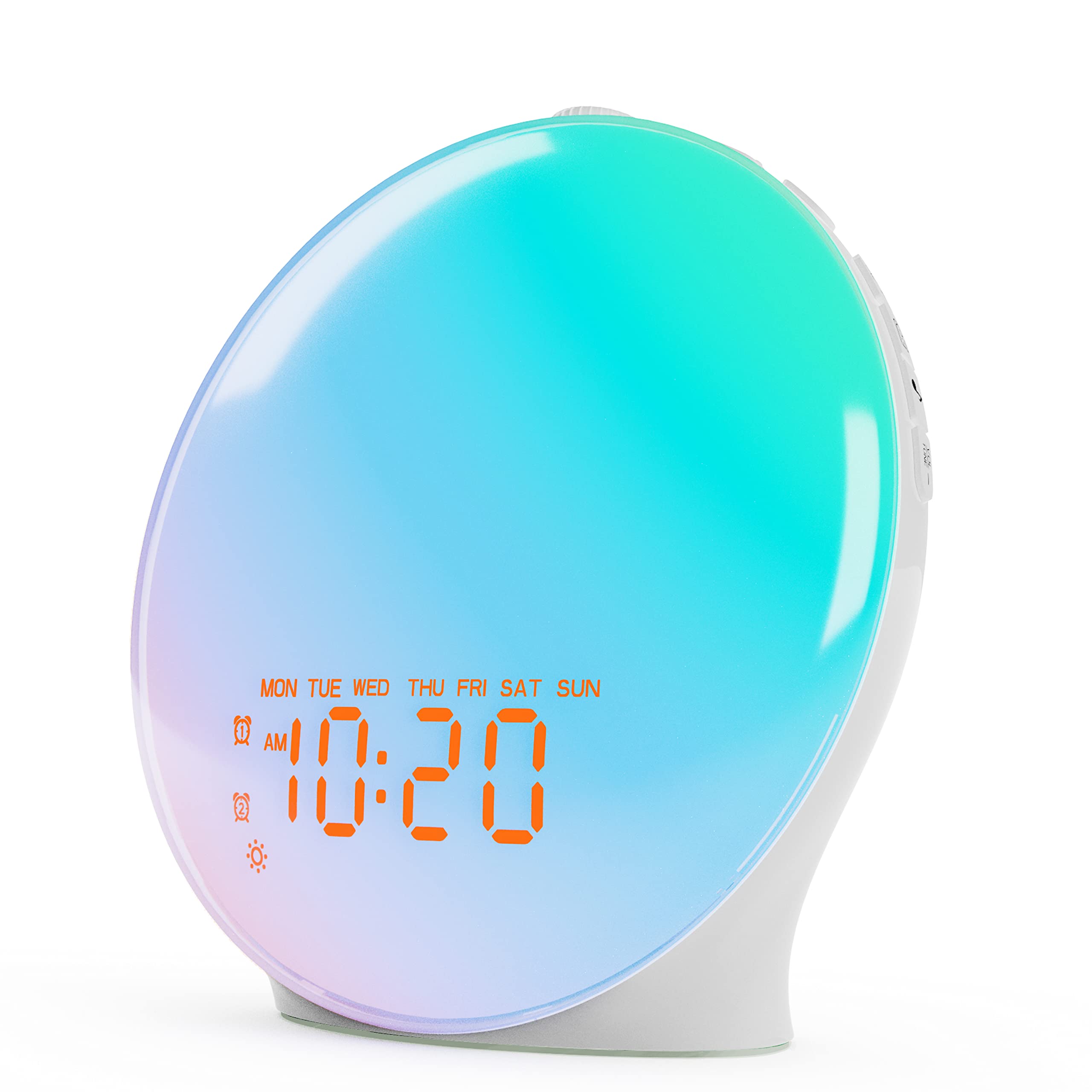 Jall Wake Up Light Sunrise Alarm Clock For Kids, Bedroom, Full Screen With Sunrise Simulation, Dual Alarm, Fm Radio, 15 Nightlig