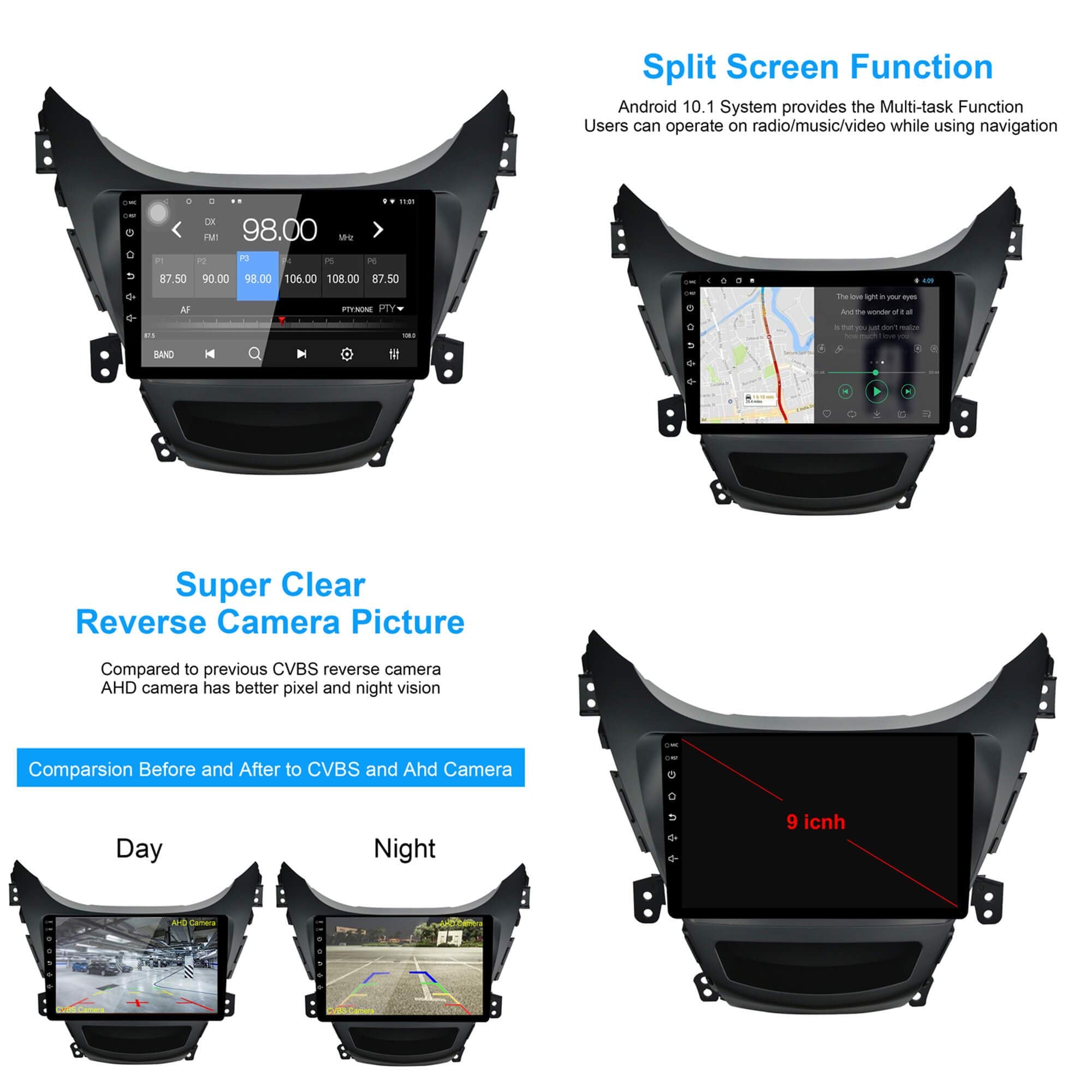 For 2011 2012 Hyundai Elantra Radio Built In Carplay&Android Auto With 2G Ram 32G Rom Car Stereo Gps Navi Bluetooth Usb Player Mirror Link Player Ezonetronics