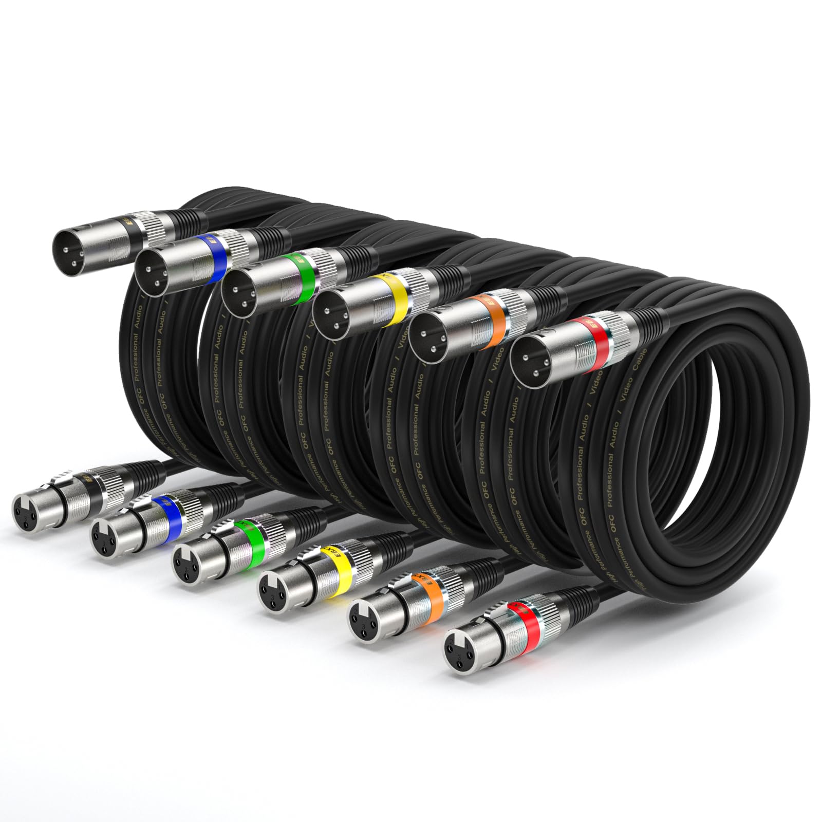 Ebxya Xlr Cable 15Ft 6 Packs   Premium Balanced Dmx Cable With 3 Pin Xlr Male To Female Microphone Cable, Black