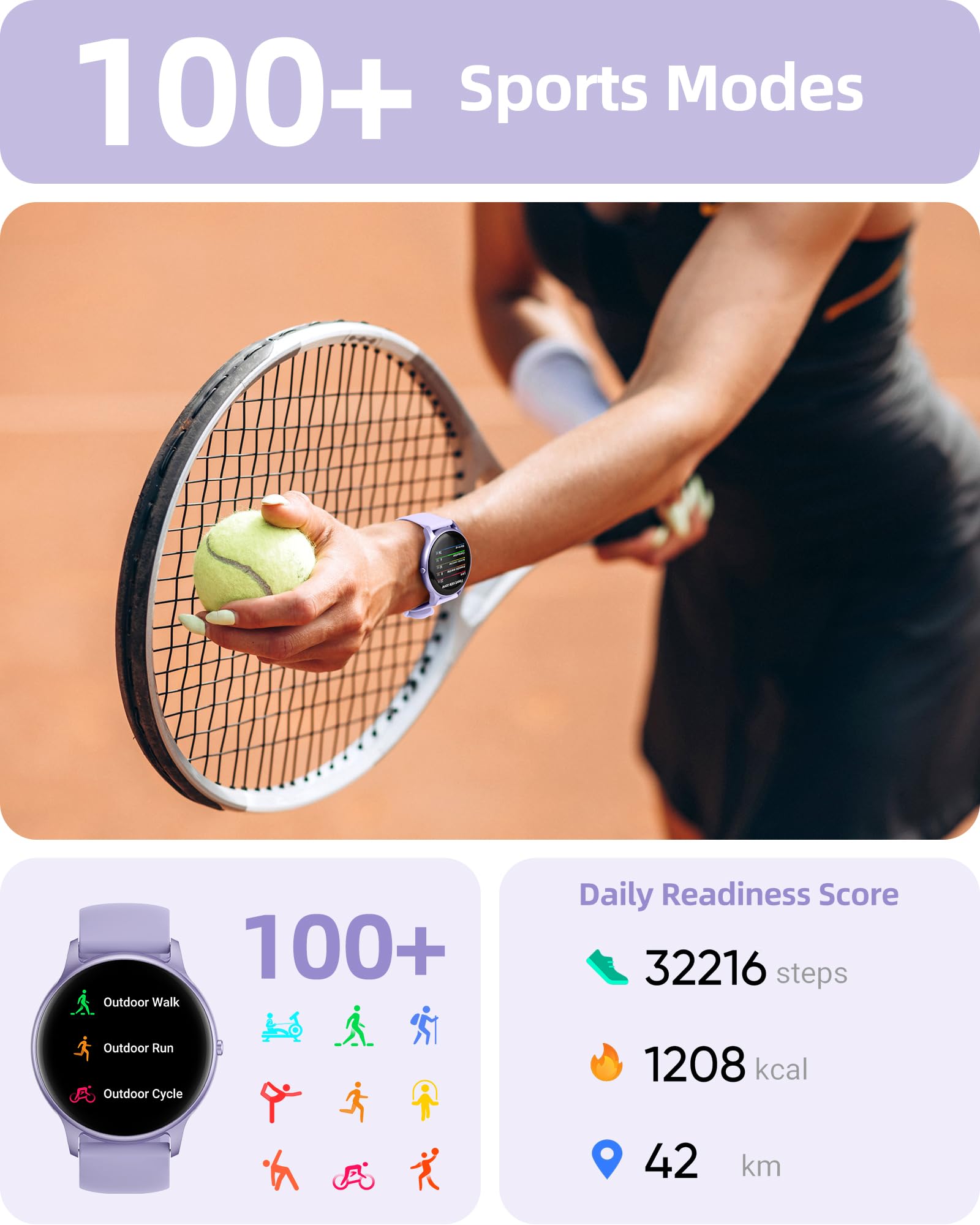 Parsonver Smart Watch(Answer/Make Calls), Smartwatch For Women Ip68 Waterproof, 100+ Sport Modes Fitness Activity Tracker Heart