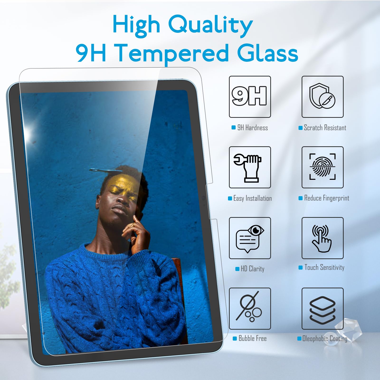 Mobdik Tempered Glass Screen Protector Compatible With Ipad 10Th Generation 10.9 Inch (2022) [Ultra Clear] [Anti Scratch] [Case