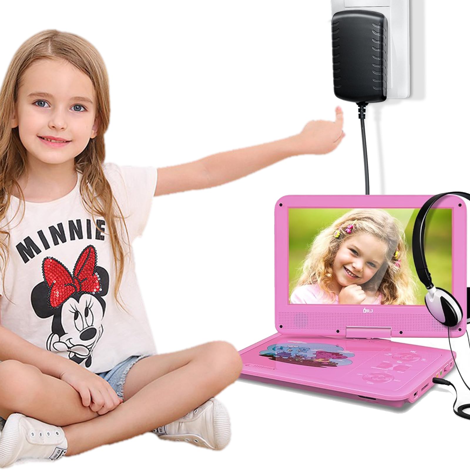 SoulBay Portable DVD Player Charger Cord DC 12V 2A, 5 FT - Compatible with Sylvania, LG, RCA, and More - Black, Model DC123US