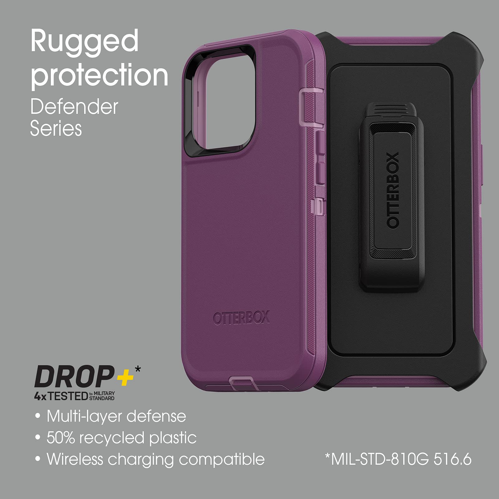 Otterbox Iphone 13 Pro (Only) Defender Series Case   Happy Purple, Rugged & Durable, With Port Protection, Includes Holster Clip