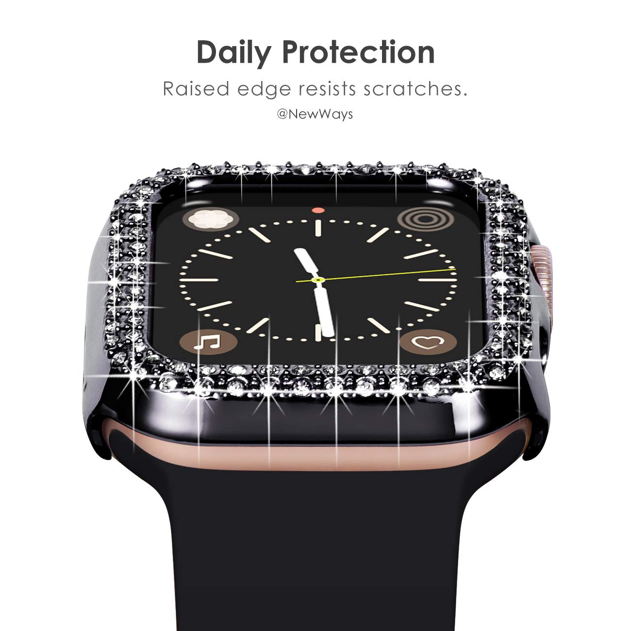 Newways 2 Pack Bling Cases Compatible For Apple Watch Series 8 41Mm Series 7, Protective Bumper For Iwatch Series8/ 7 (41Mm, Bla