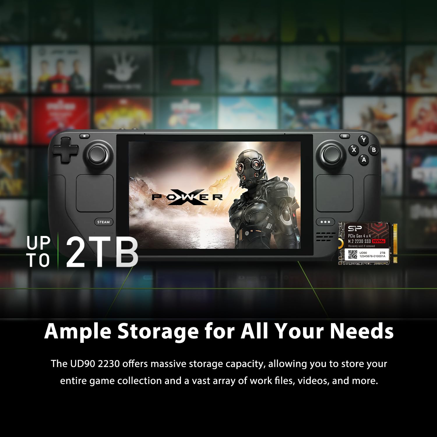 Silicon Power 2Tb Ud90 2230 Nvme 4.0 Gen4 Pcie M.2 Ssd R/W Up To 5,000/3,200Mb/S Solid State Drive Compatible With Steam Deck (S