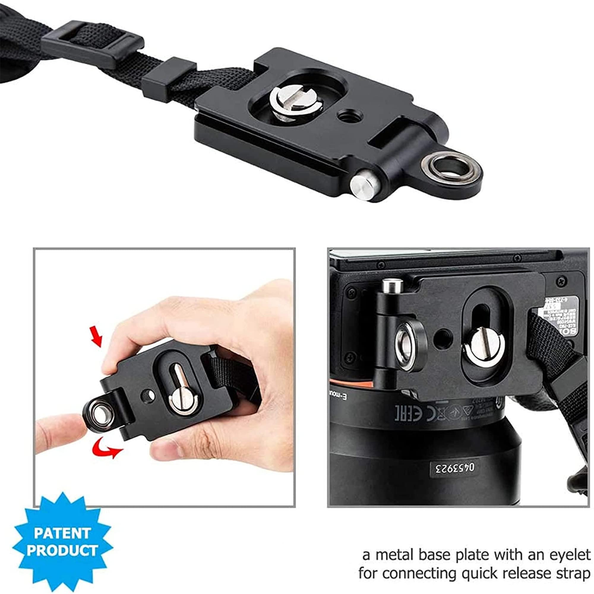 40Mm Universal Arca Swiss Quick Release Plate With 1/4'' 20 Screw & Adjustable Neck Strap Connect Eyelet For Tripod Ball Head, C