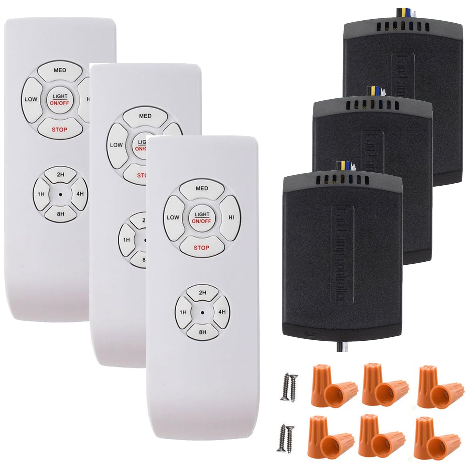 Lphumex 3 Pcs Universal Ceiling Fan Remote Control Kits, Small Size Receiver Light Timing & Speed Remote Ceiling Fan Controller