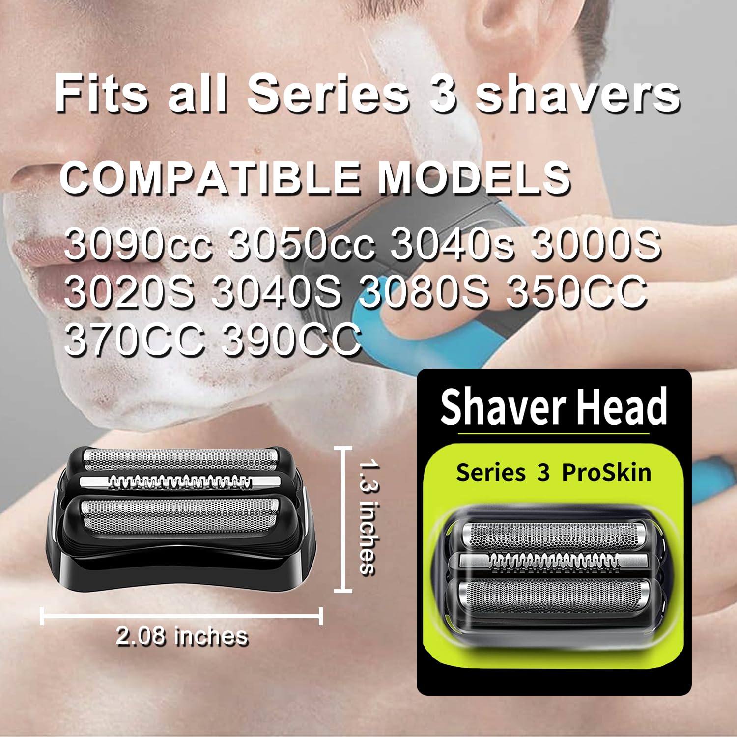 2 Packs 21B Series 3 Electric Shaver Replacement Head Compatible With Braun Series 3 Foil Shaver Replacement Heads 21B 3010S, 30