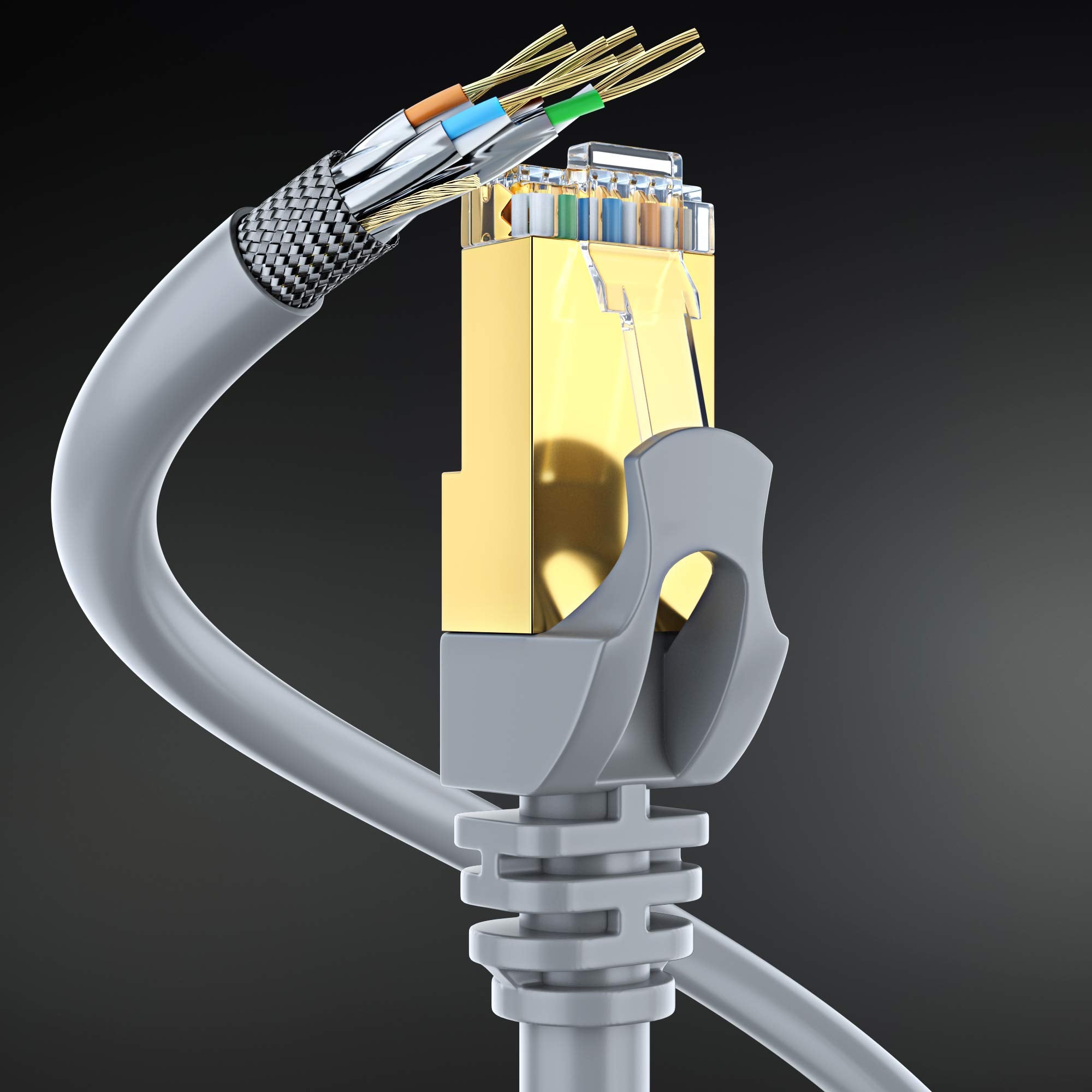 Cat 7 Ethernet Cable 100 Ft   High Speed Internet & Network Lan Patch Cable, Rj45 Connectors   100Ft / Gray   Perfect For Gaming