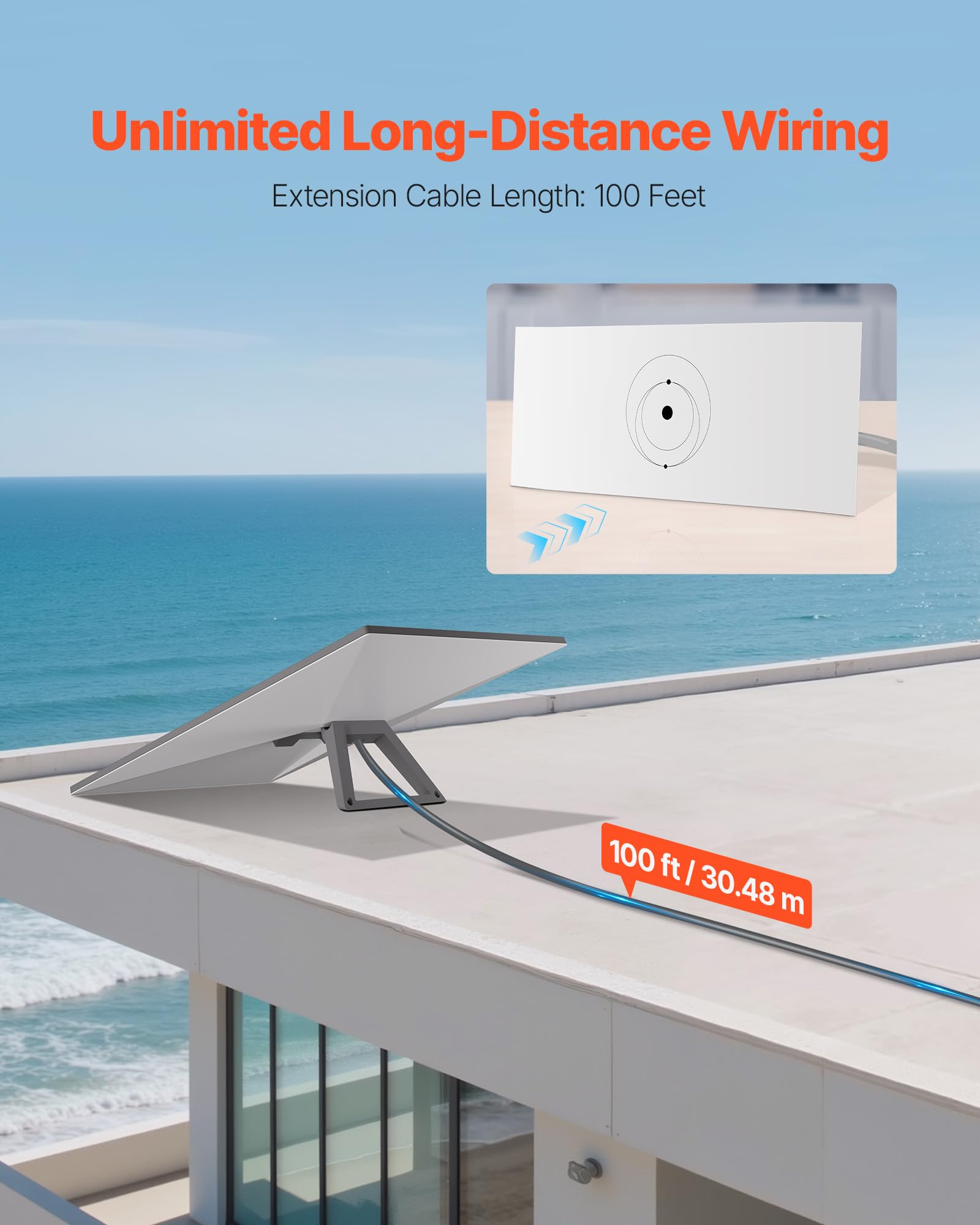 Vevor Starlink Gen 3 Cable, 100 Ft, 24 Awg Copper Core, Durable Extension Cable For Standard Generation 3, Compatible With Starl