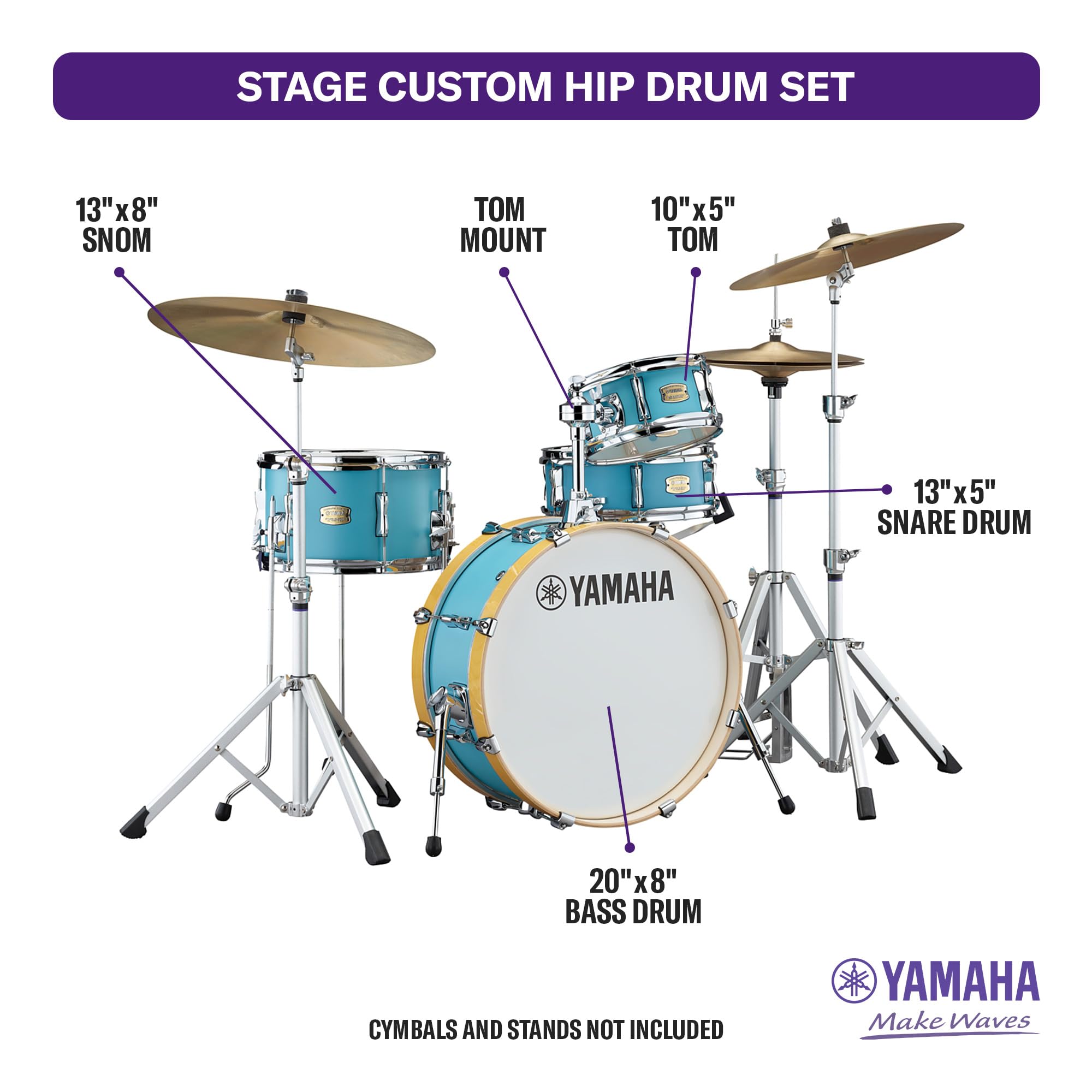 Yamaha Stage Custom Hip - Matte Surf Green One-Box 4Pc Shell Sbp0F4Hmsg