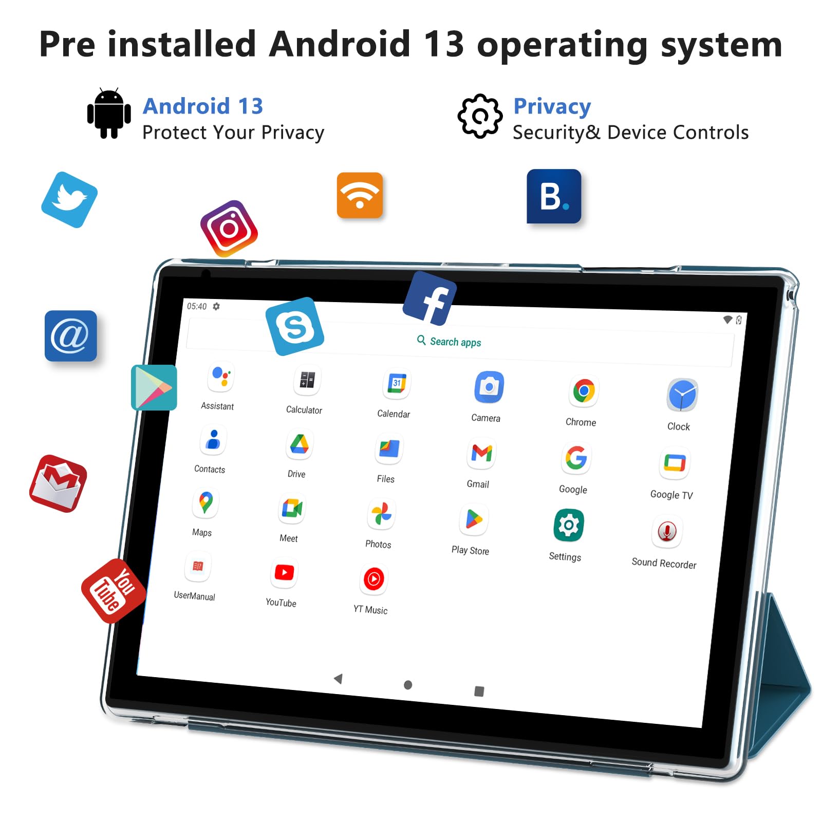 Android 13 Tablet 10 Inch, 2024 Newest 12Gb Ram+128Gb Rom/1Tb Expandable Tablets Pc, 2 In 1 Tablets With Keyboard, Quad Core 2.0