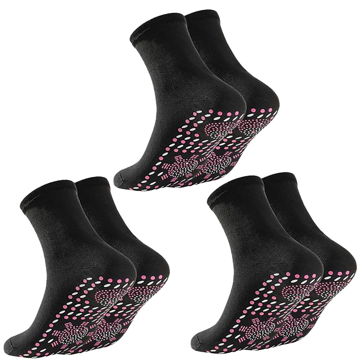 WenFeng 3 Pair Tourmaline Thermal Circulation Acupressure Self-Heating Shaping Socks,AFIZ Tourmaline Health Sock,Foot Massage Th