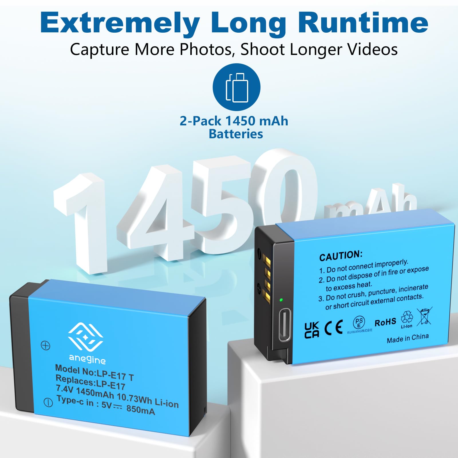 Anegine Lp E17 Battery 1450Mah And 2 In 1 Usb C Charging Cable For Canon Eos R10/R50/Rp/R8, Rebel Sl3/Sl2/T8I/T7I/T6I/T6S, Eos M