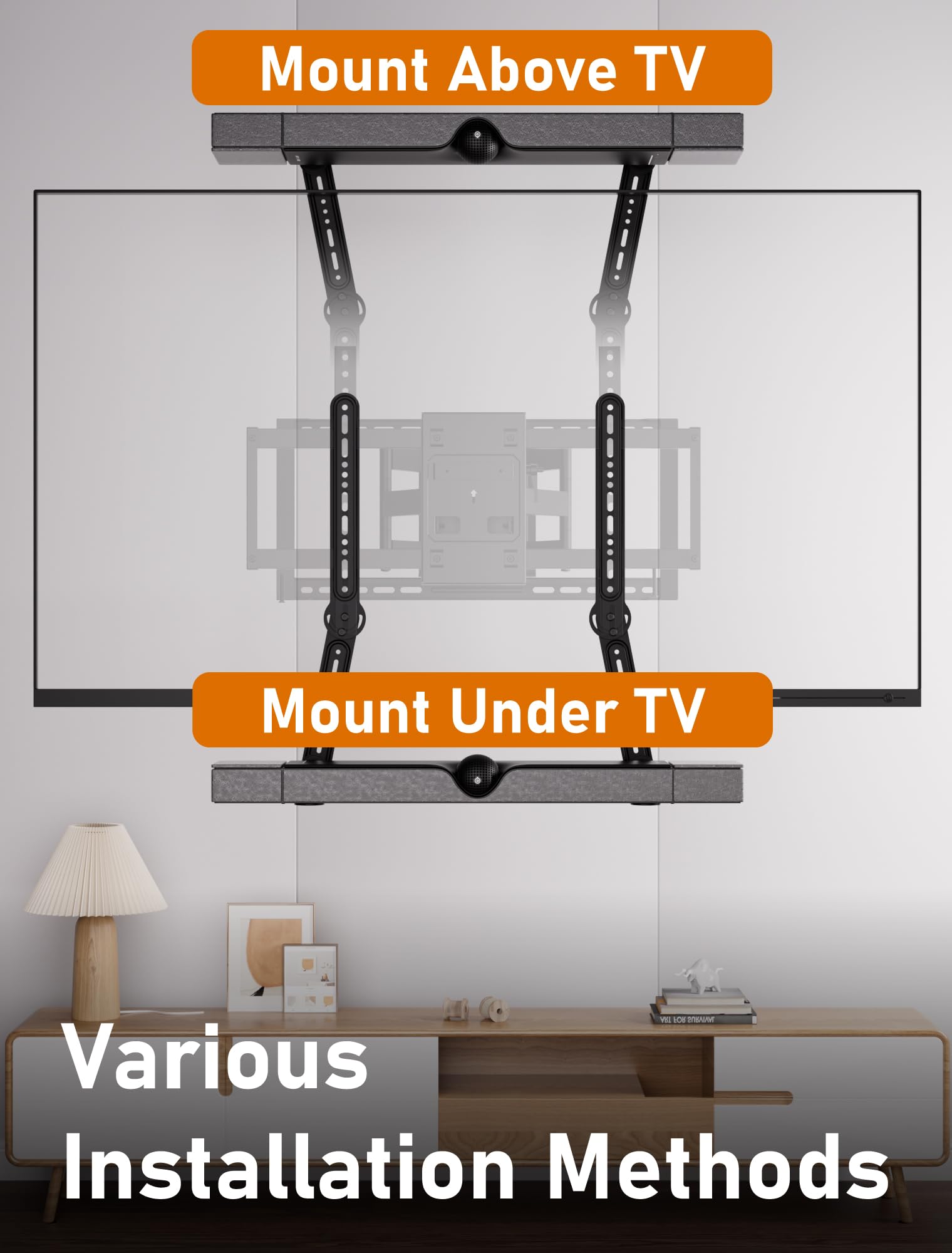 Kamiwi Soundbar Mount Bracket,Soundbar Mounts Under Tv Or Above Tv,Soundbar Tv Mount With 180 Adjustable Extension Plates And L
