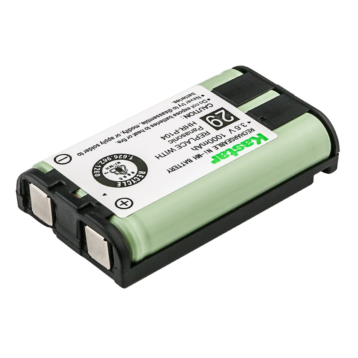 Kastar Cordless Phone Ultra Hi-Capacity Battery Ni-MH, 3.6 Volt, 1000mAh Replacement for Panasonic HHR-P104 HHR-P104A, 23968 439024 439025 439026 439030 439031 Rechargeable Battery