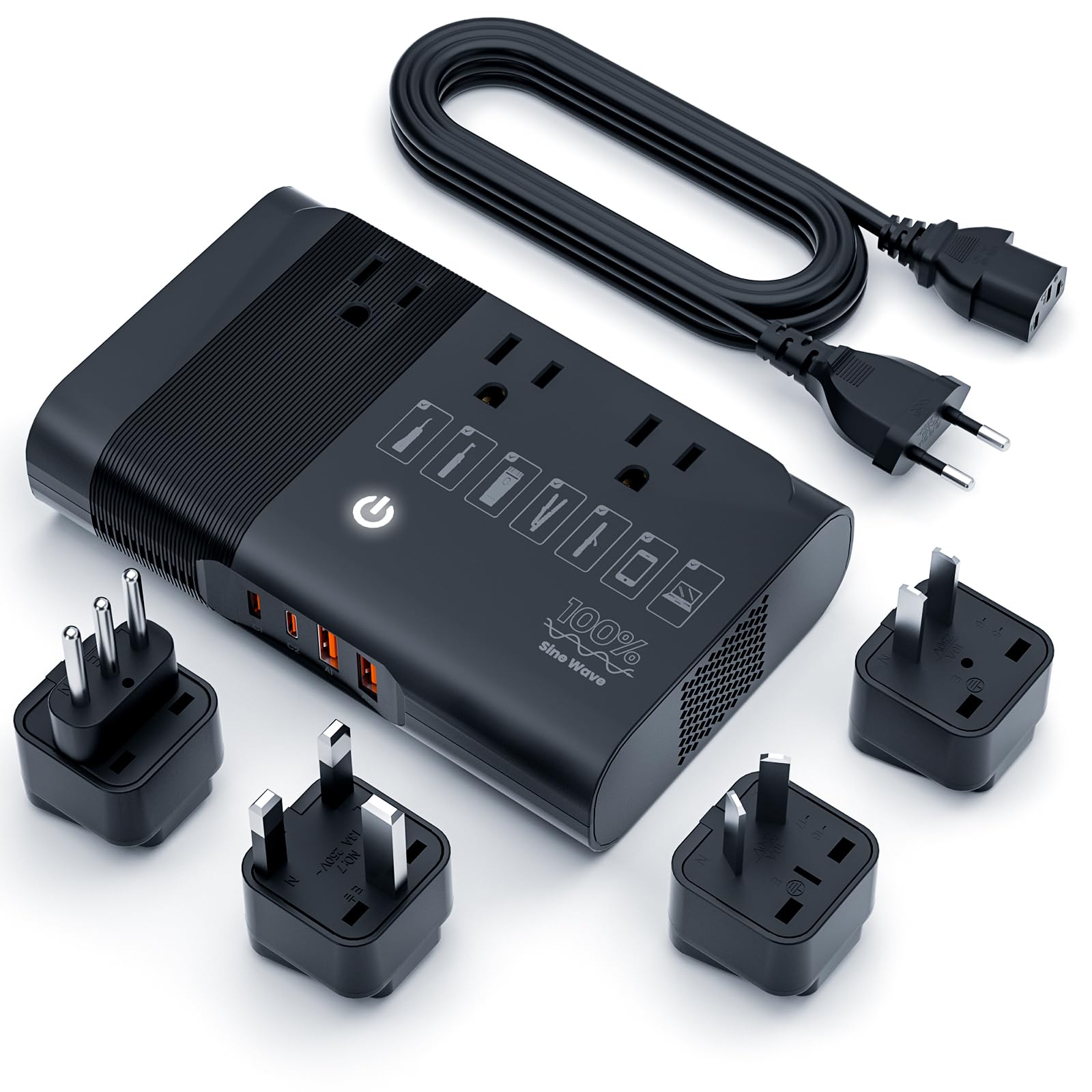 Doace 500W Max Pure Sine Wave Voltage Converter Us To Europe, 220V To 110V Converter 50Hz To 60Hz Transformer For European Trave