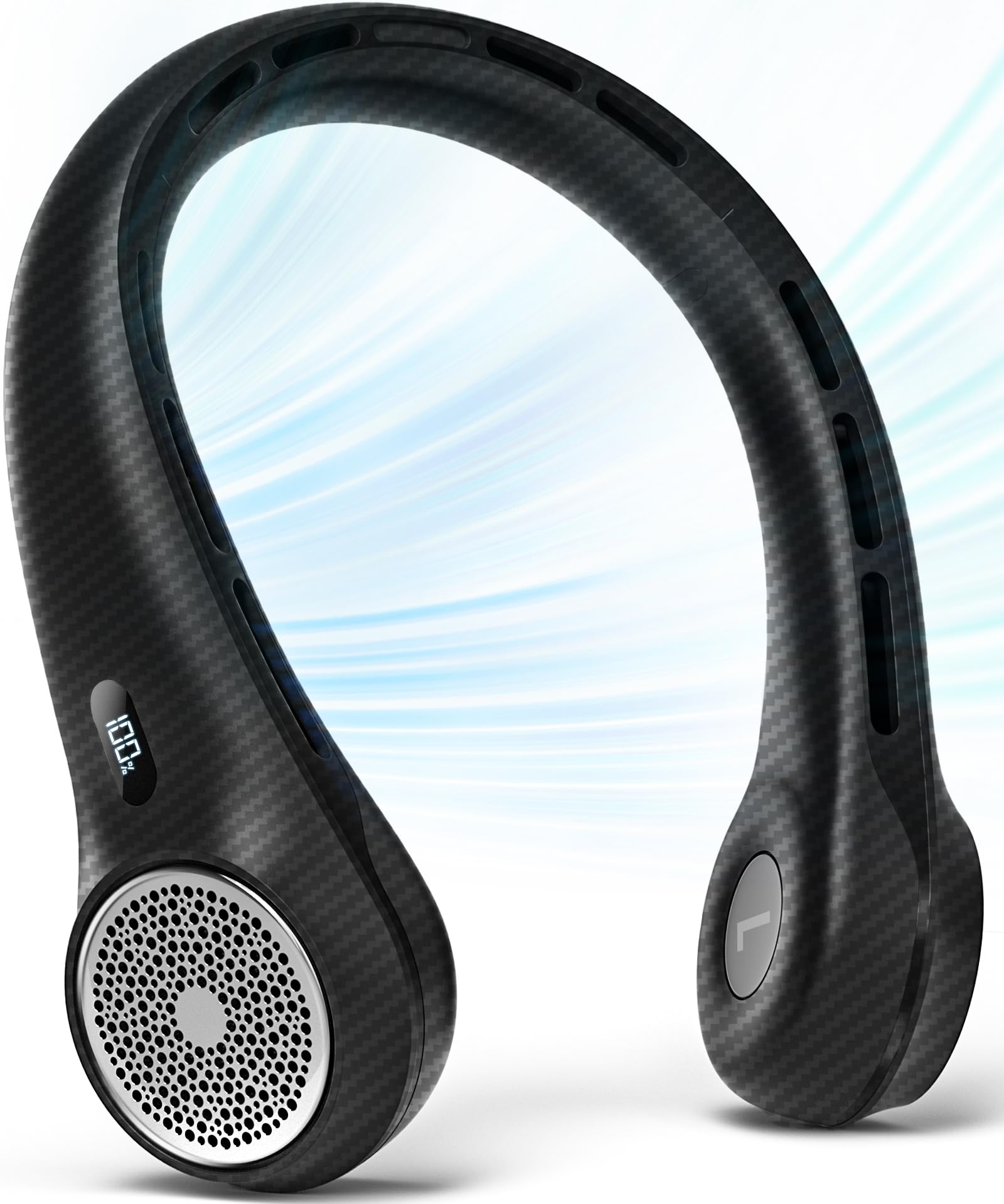 Hssio Portable Neck Fan, 4000mAh Rechargeable Bladeless Cooling Fan with 360 Airflow, 3-Speed Personal Cooler for Women Mom, Sty