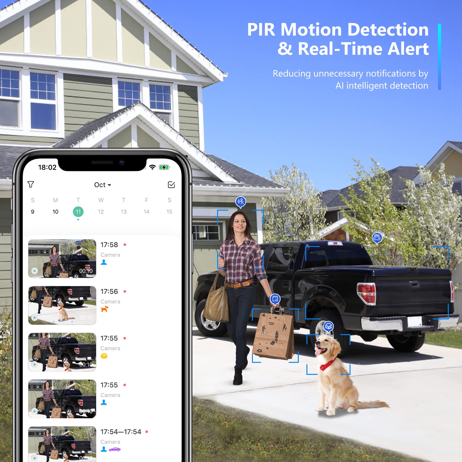 Geekee 1080P Security Wifi Cameras For Home Security, Wireless Outdoor With Motion Detection, Spotlight/Siren Alarm, Color Night