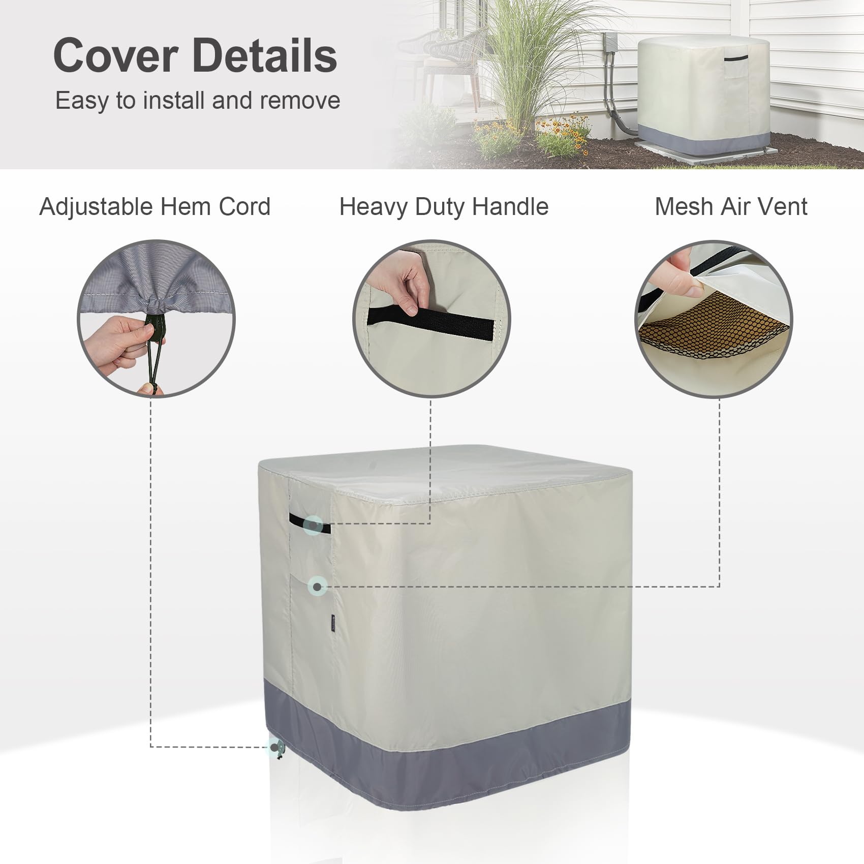 Steeca Air Conditioner Cover For Outside Units, Outdoor Waterproof Square Central Ac Cover Fits Up To 30L X 30W X 32H Inch
