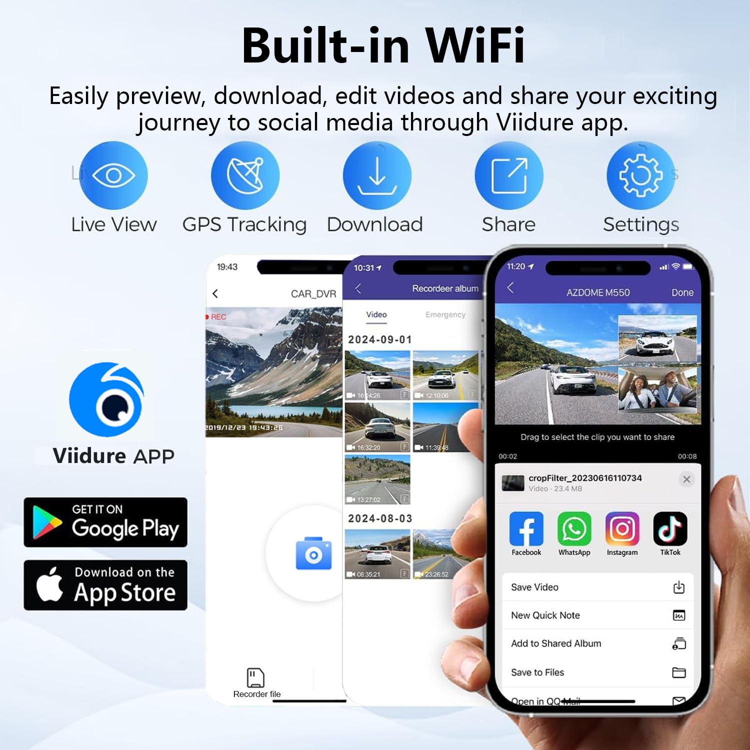 3 Channel 4K Dash Cam Front, 1080P Dash Camera Rear And Inside For Cars With 32Gb Card, G Sensor, 3.16 Ips Screen, 24Hr Parking,