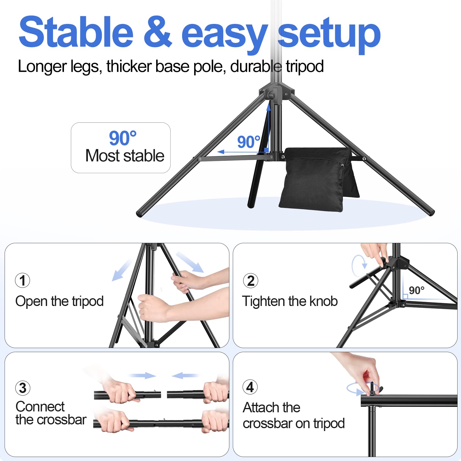 Emart Backdrop Stand 10X7.8Ft(Wxh) Photo Studio Adjustable Background Stand Support Kit With 2 Crossbars, 6 Backdrop Clamps,2 Sa