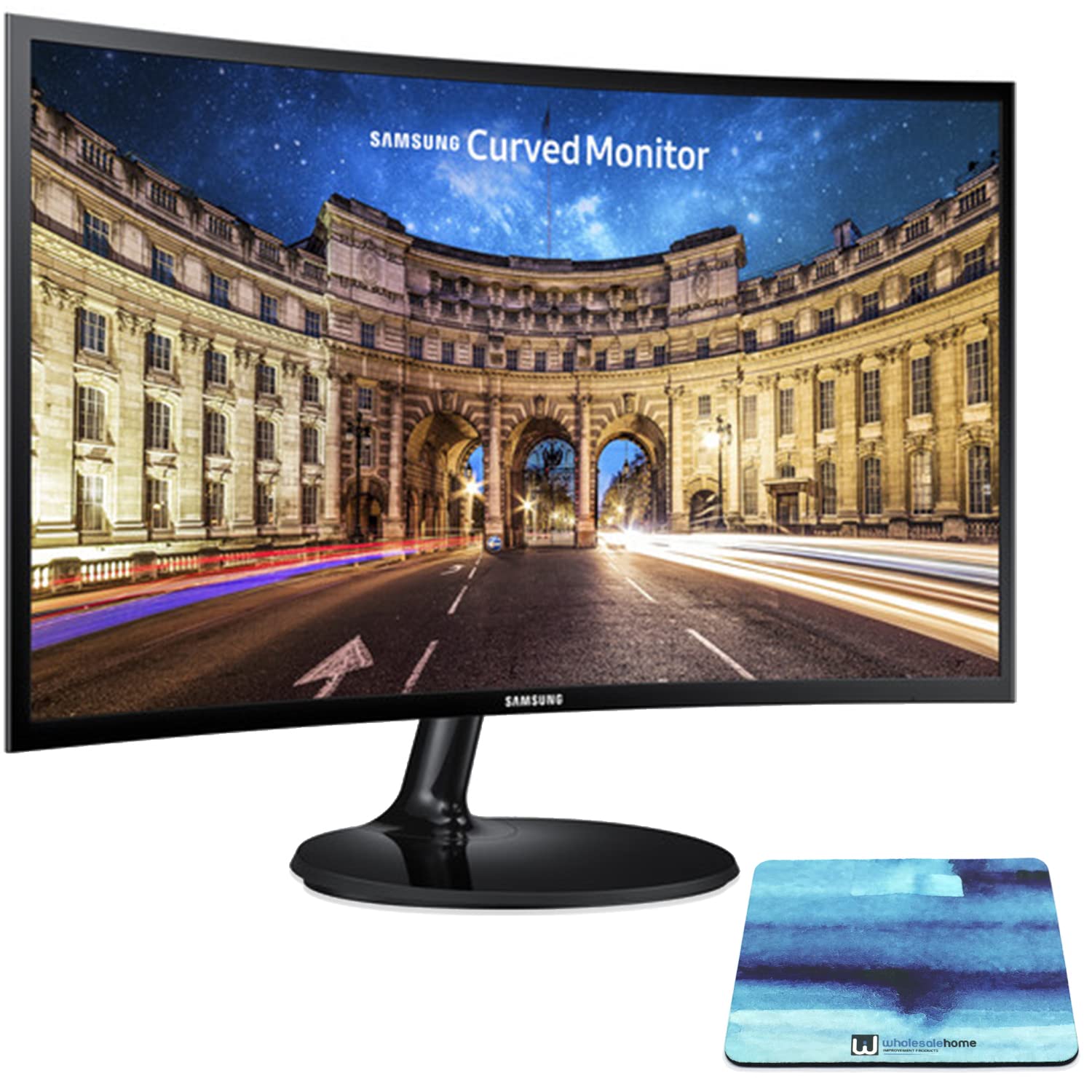 Samsung 24 Inch Curved Computer Monitor, Lc24F390Fhnxza Led Screen 60Hz Full Hd 1080P Gaming Slim Design For Home And Office Use