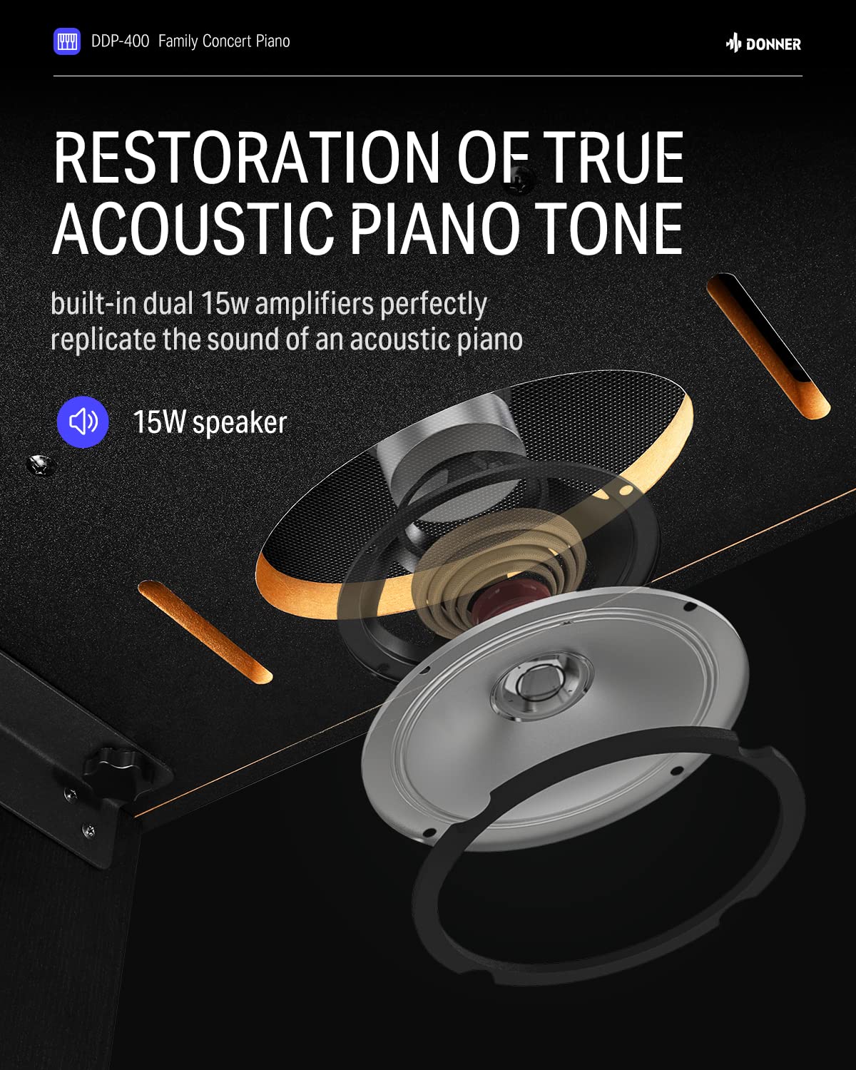 Digital Piano, Donner 88 Key Piano Weighted Keyboard, Premium Upright Keyboard Piano For Beginner Professional, Home Piano Full