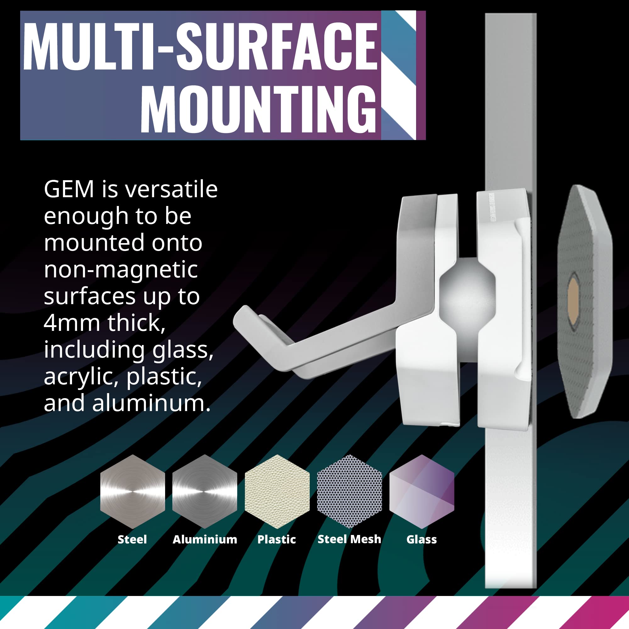 Cooler Master Masteraccessory Gem White Magnetized Multi-Surface Mounting Gaming Storage, Peripherals, Gamepads, Headsets, Vr He