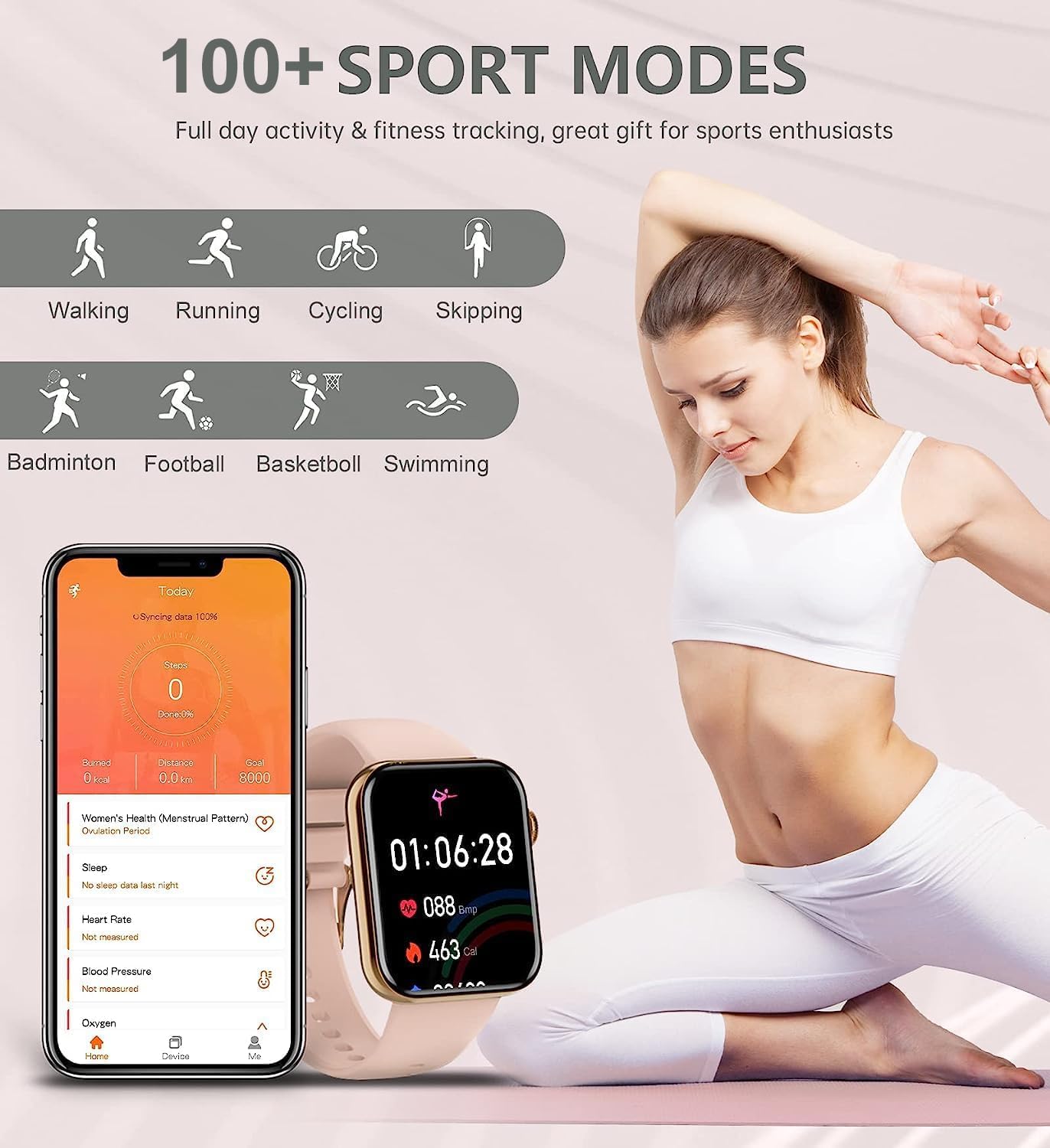 Smartwatch For Android Iphone Compatible, Smart Watches For Women(Call Receive/Dial), 1.85'' Waterproof Fitness Tracker With Ai