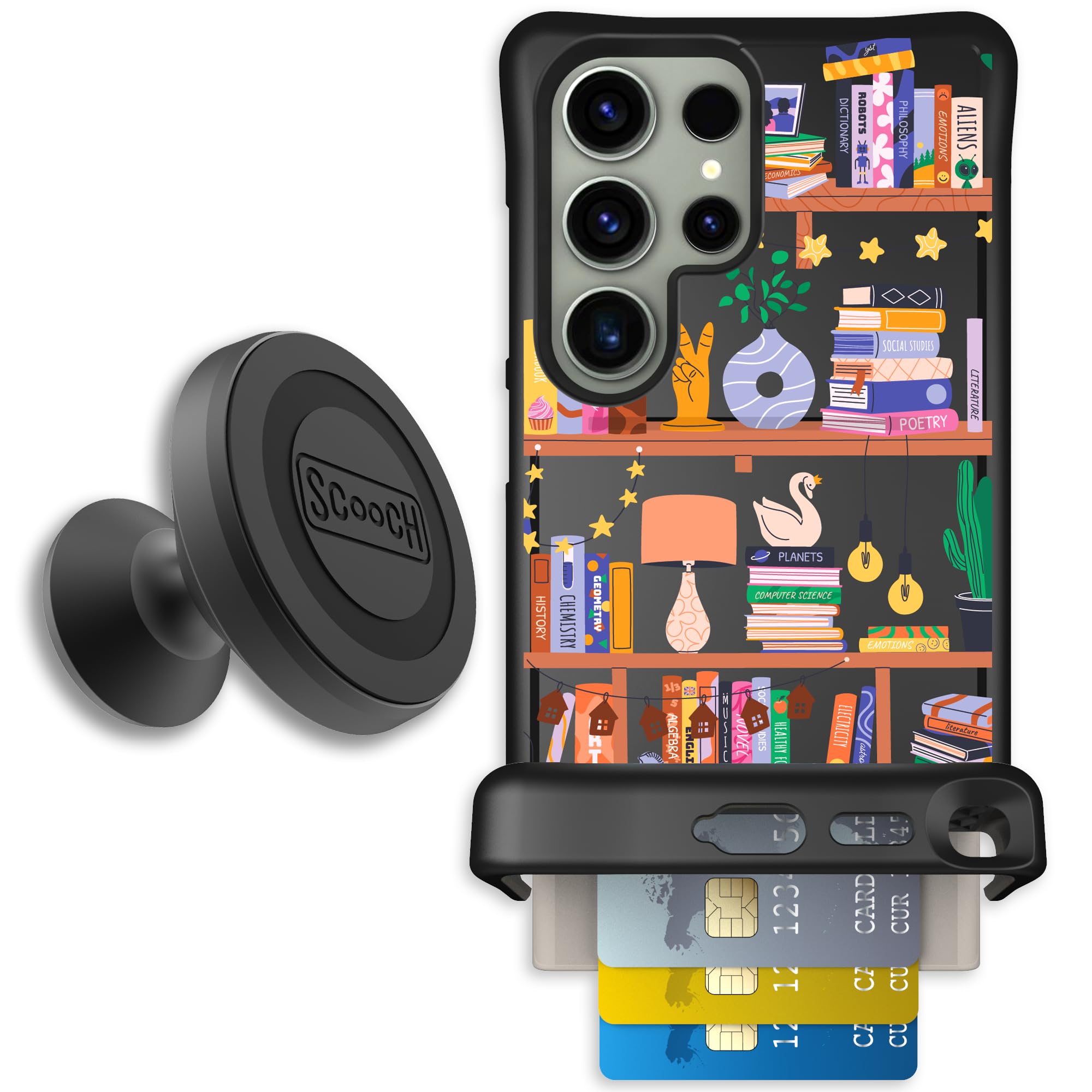 Scooch for Samsung Galaxy S24 Ultra Case with Card Holder, Wingmate Wallet Case with Hidden Card Slot and RFID Protection, Start