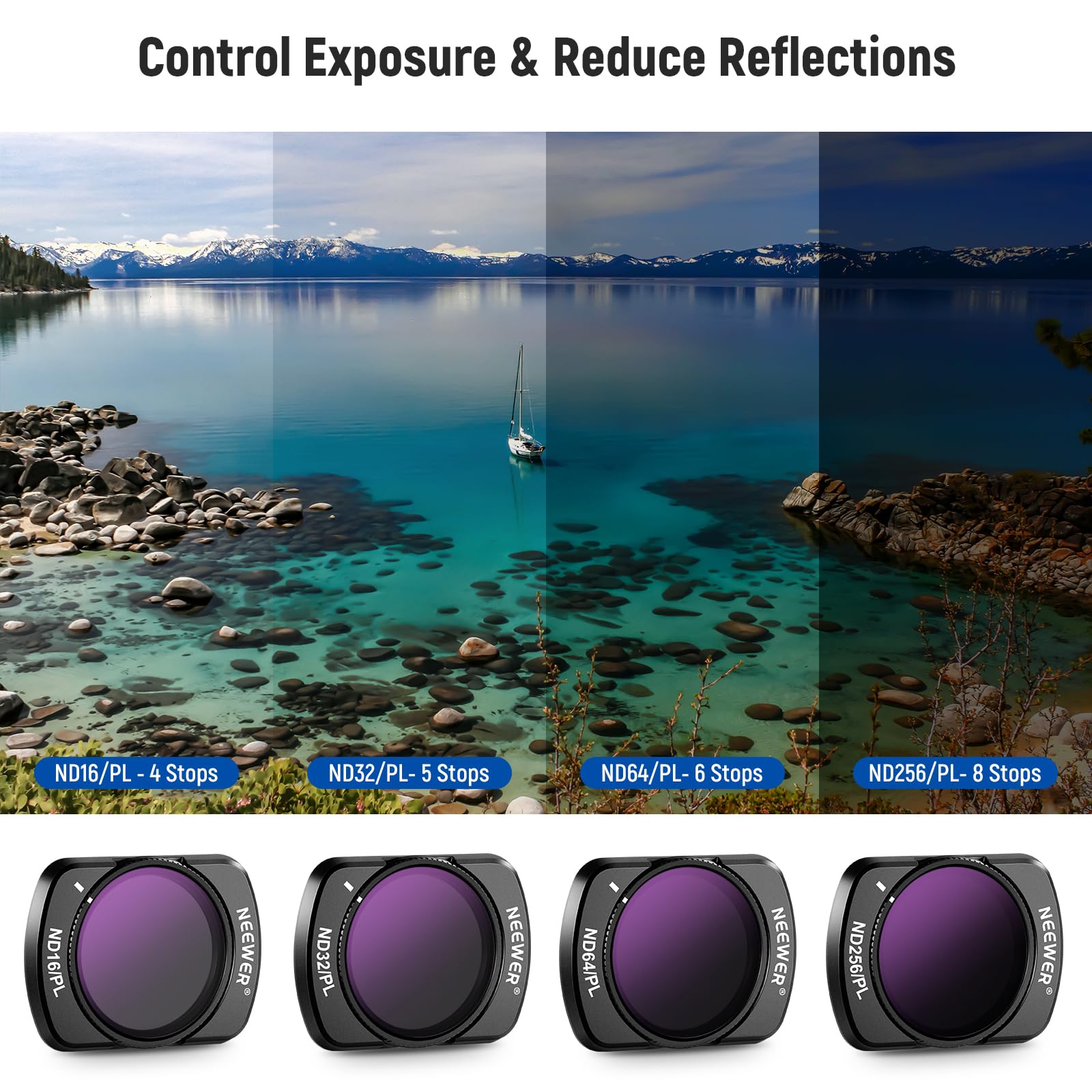 Neewer Magnetic Nd/Cpl Filter Set Compatible With Dji Osmo Pocket 3, 6 Pack Uv Cpl Nd16/Pl Nd32/Pl Nd64/Pl Nd256/Pl Polarizing A