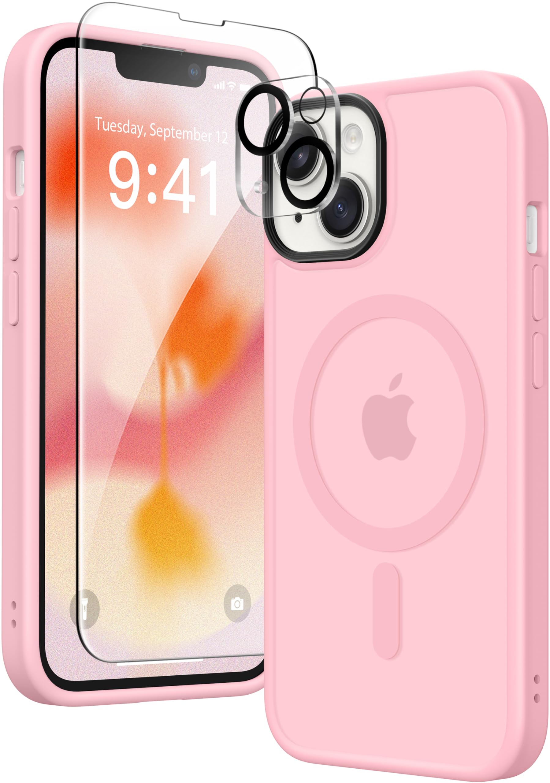 Magnetic For Iphone 14 Case,Compatible With Magsafe,[2 Screen Protector & 2 Camera Cover][Anti Fingerprint]Slim Translucent Matt