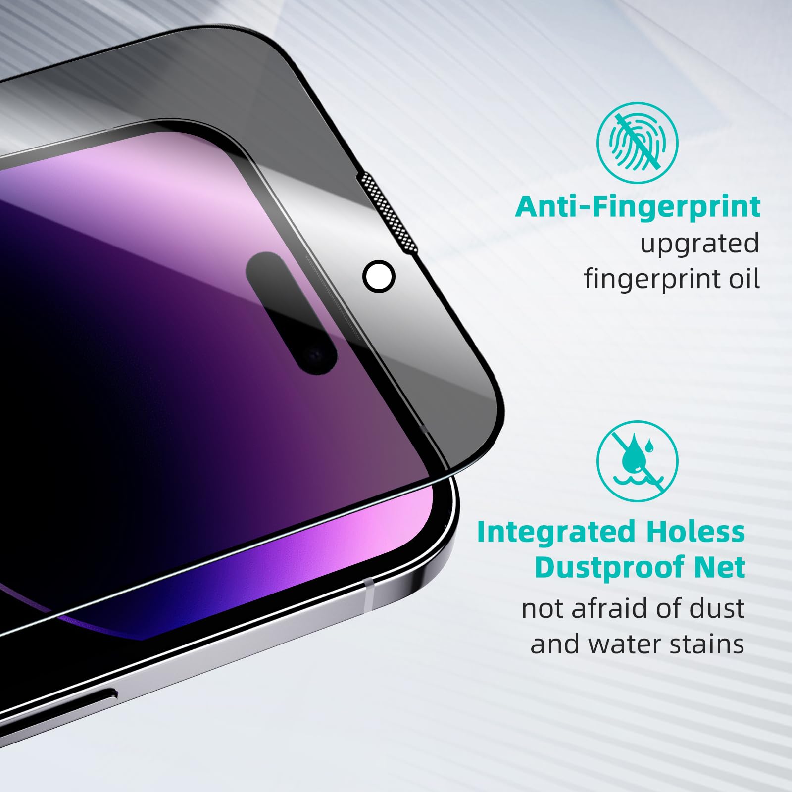 Avoar 2 Pack Privacy Screen Protector For Iphone 14 Pro Max, [Auto Alignment Kit] 6.7 Inch Tempered Full Screen Glass, Auto Dust