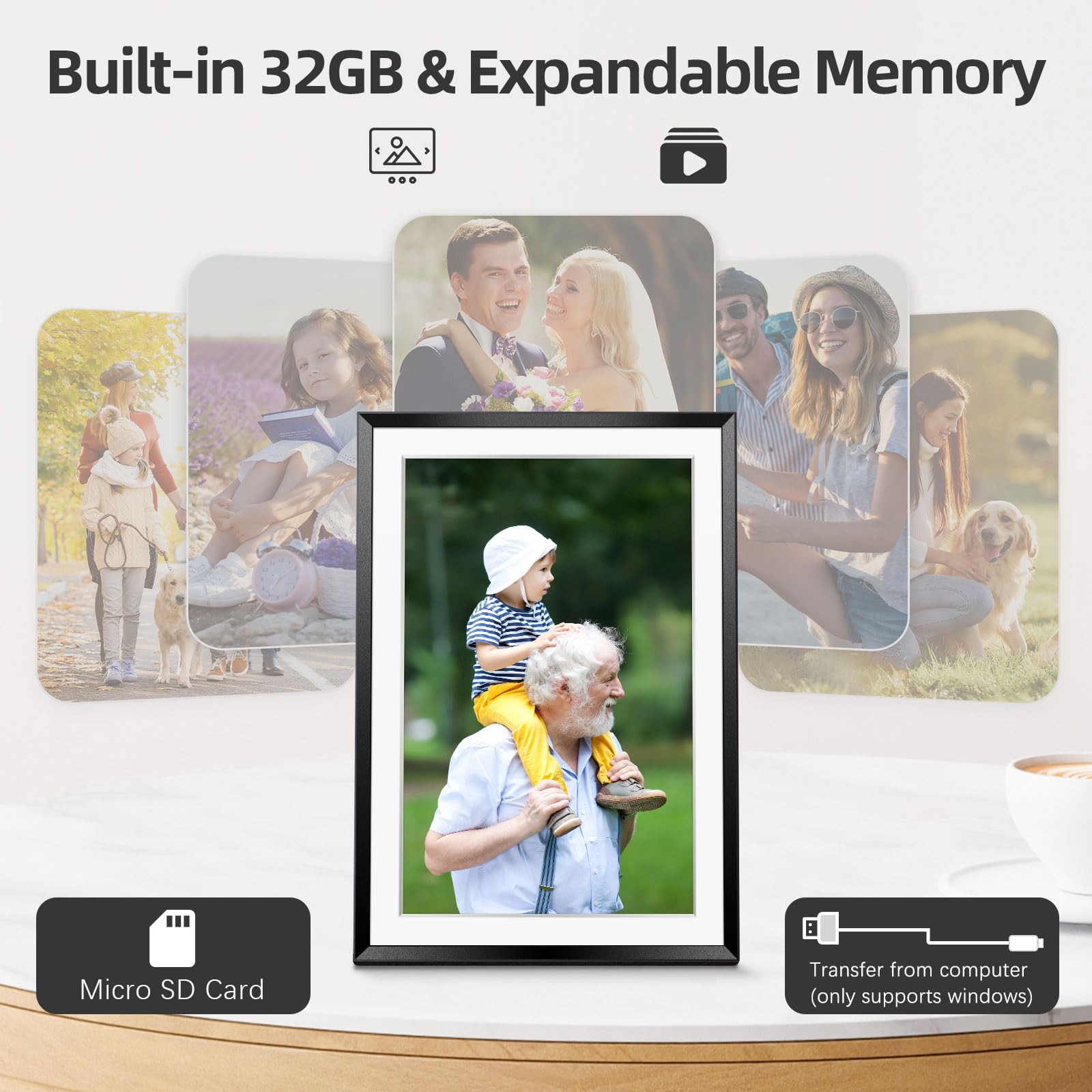 Eptusmey Digital Picture Frame:Built In 32Gb| Wifi Digital Photo Frame With 10.1'' Hd Touch Display, Send Picture/Video Via Fram