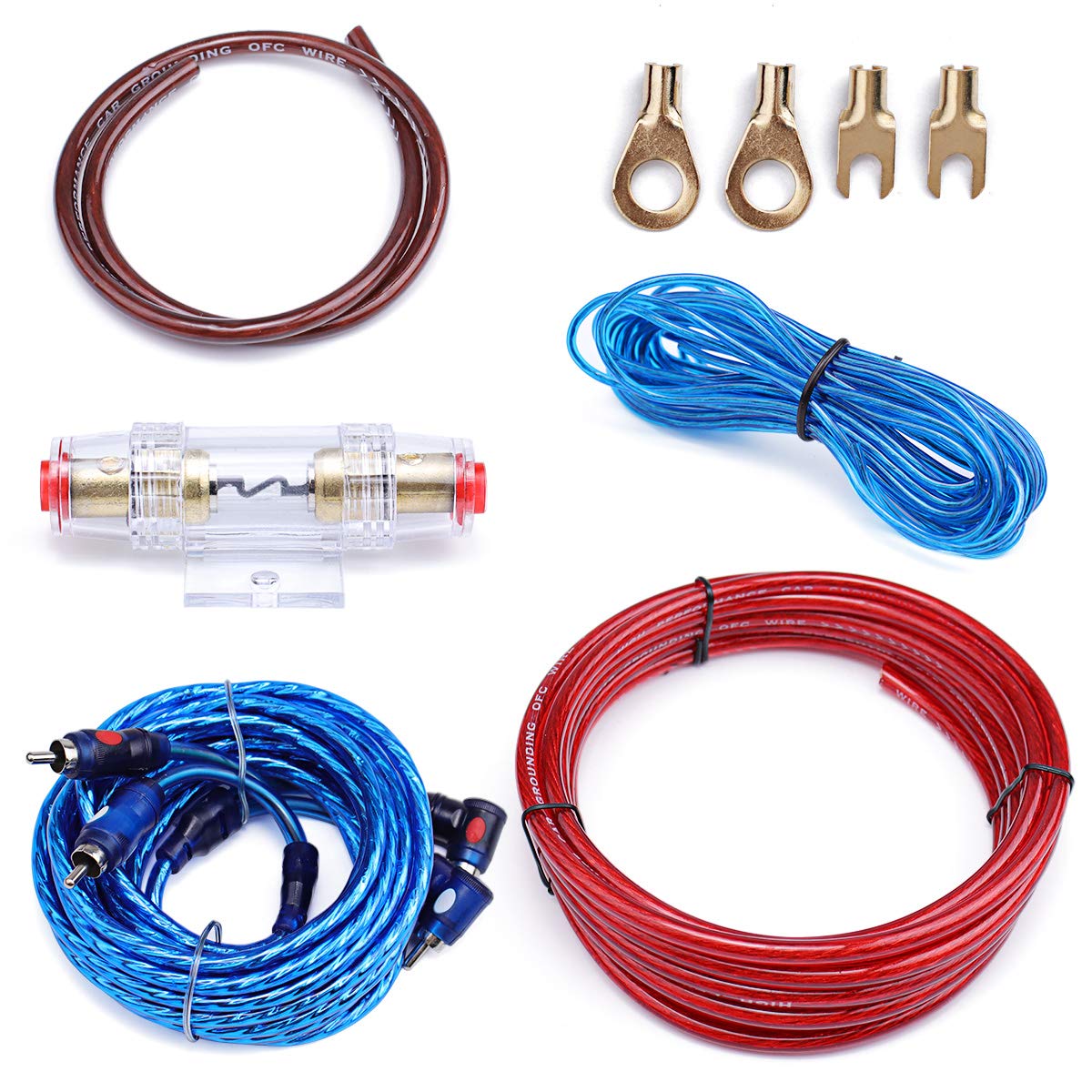Muzata 10 Gauge Amplifier Installation Kit With Rca Interconnect And Speaker Wire, Car Audio Subwoofer Wire, Amp Wiring, Auto Au